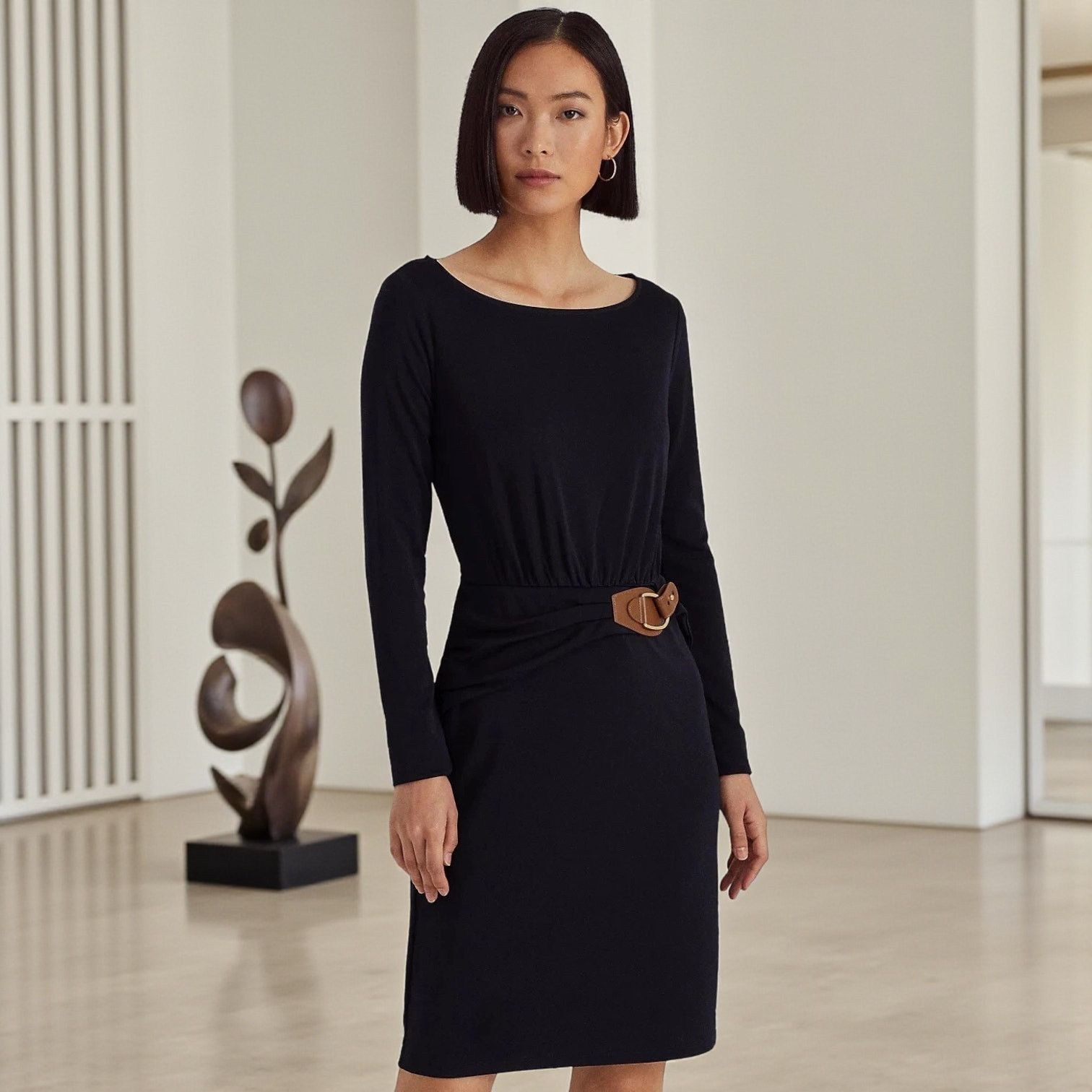 Lauren Ralph Lauren NWT - Ralph Lauren Buckle Trim Stretch Jersey Navy Dress 2 Size XS / US 0-2 / IT 36-38 - 1 Thumbnail