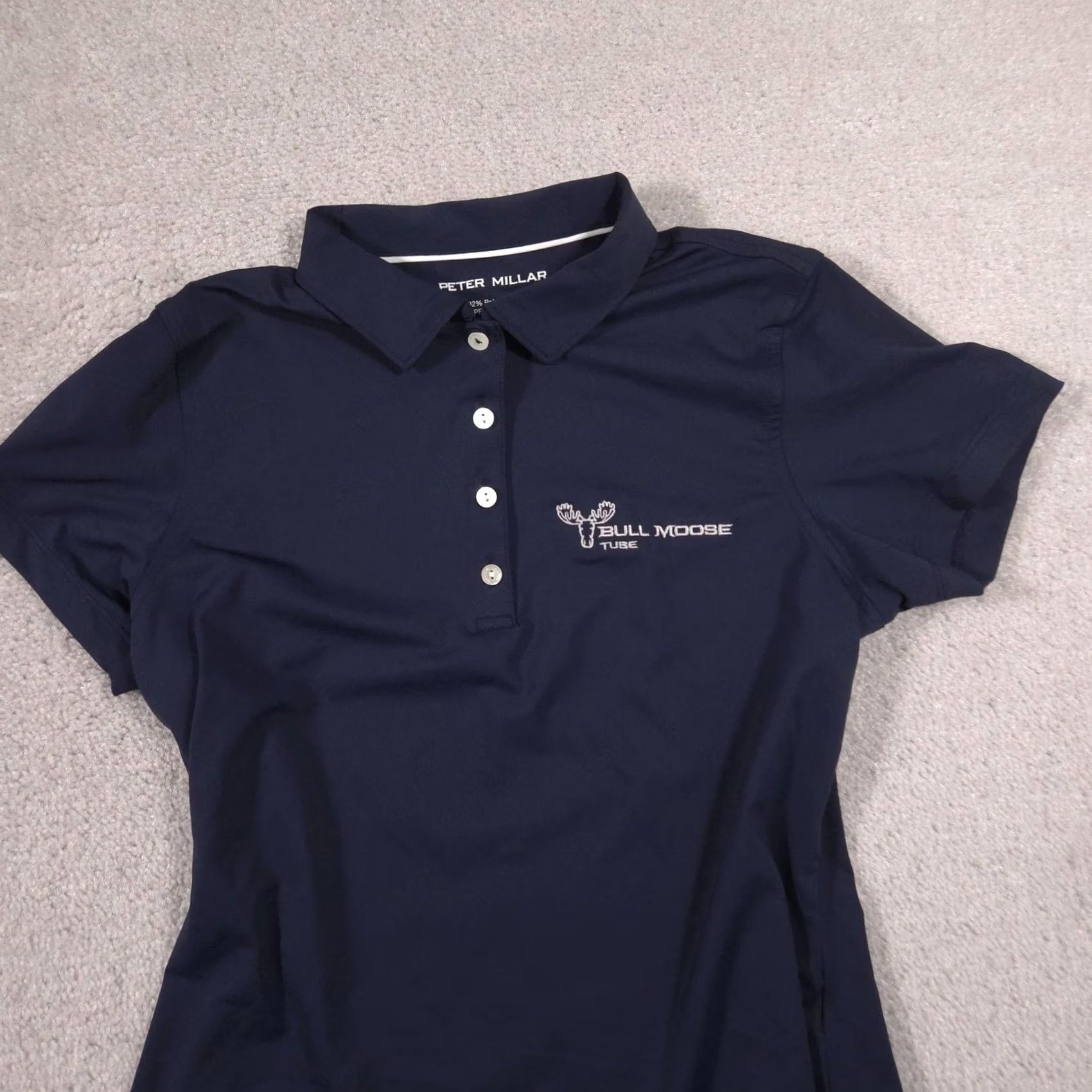 Peter Millar Peter Millar Polo Shirt Womens M Blue Solid Golf Short Sleeve Embroidered Bull Moose Tube Crown Logo Size M / US 6-8 / IT 42-44 - 3 Thumbnail