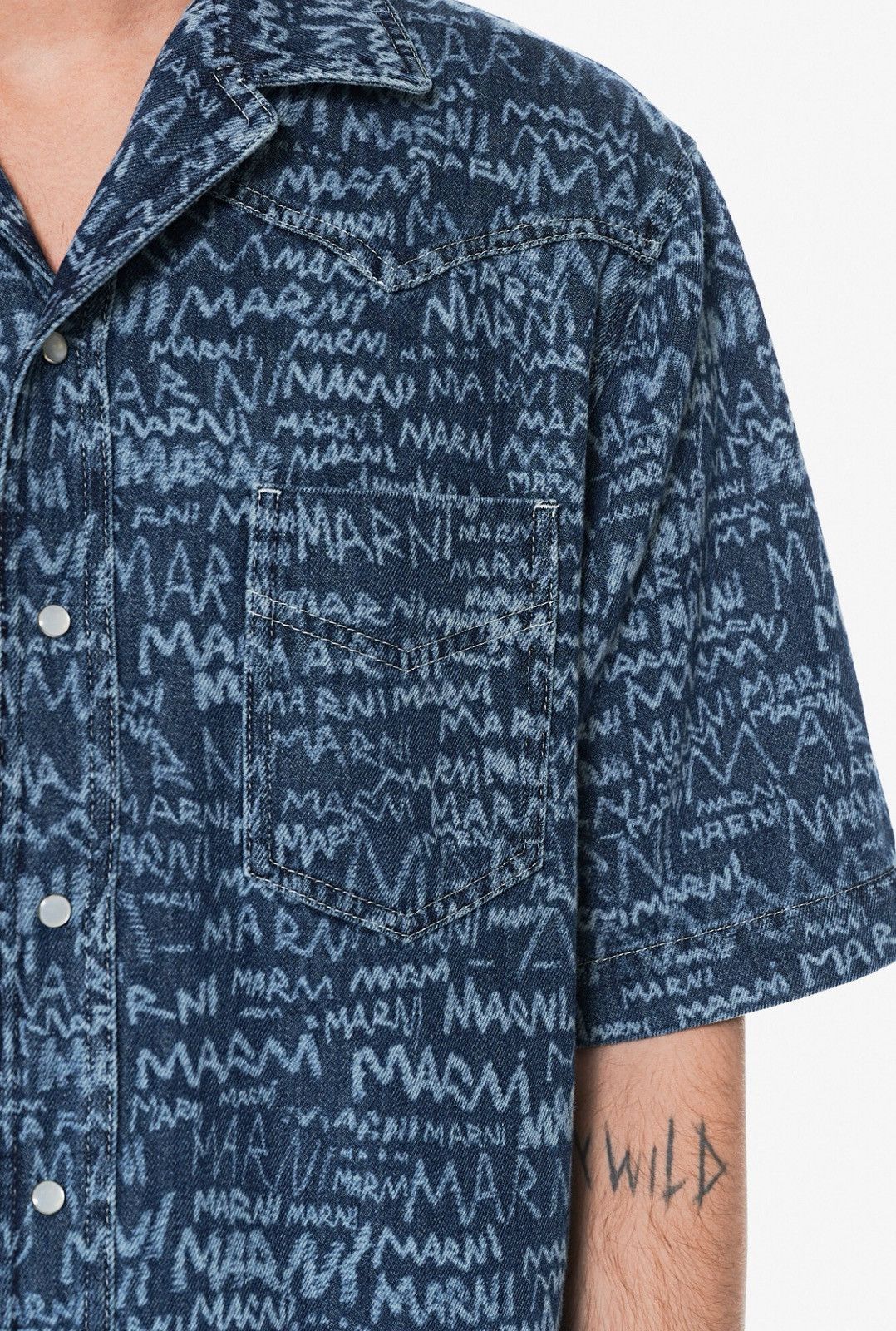 Marni Last Marni Logo Denim Western Bowling Shirt Size US M / EU 48-50 / 2 - 3 Thumbnail