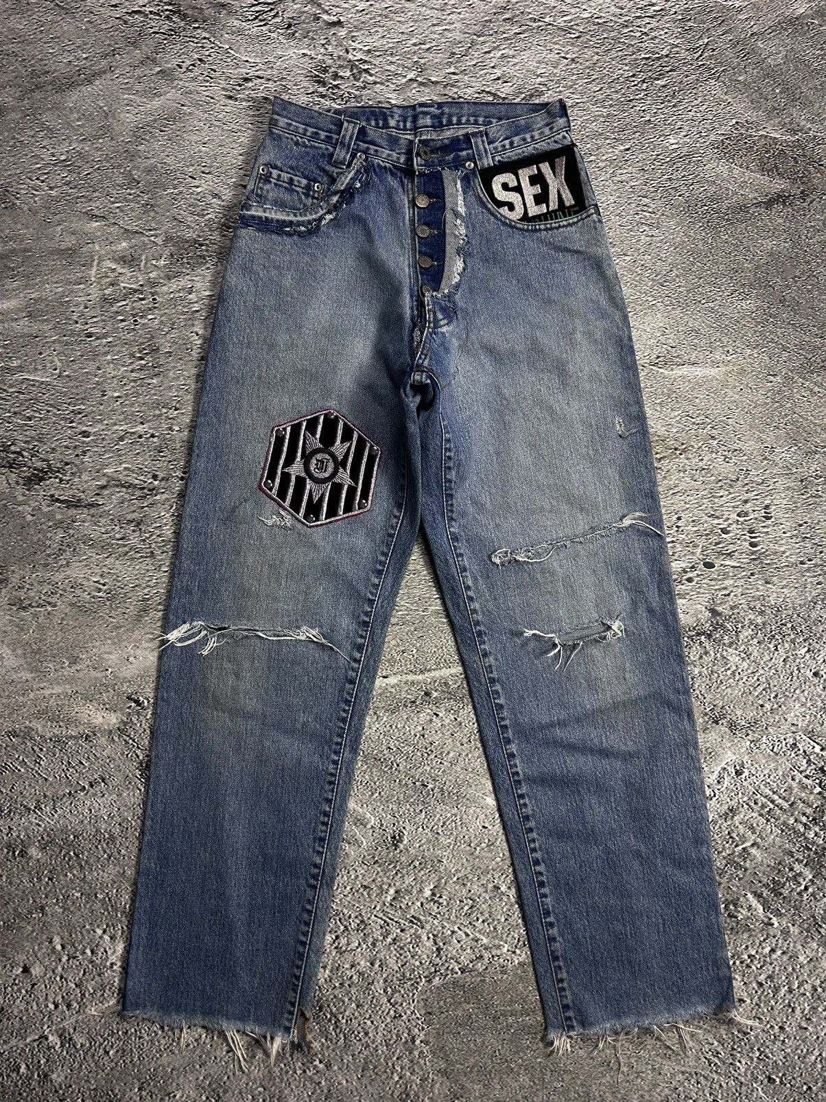 Gio-Goi × Vintage Crazy Y2K jeans patchwork sex machine UK rock Gio Goi Size US 30 / EU 46 - 1 Thumbnail