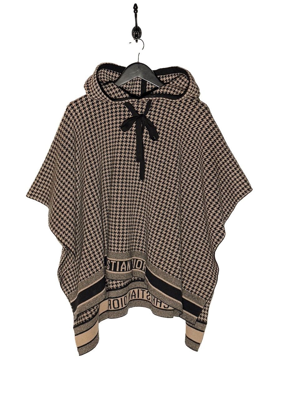 Dior Dior Houndstooth Logo Hooded Cashmere Poncho Sweater Size S / US 4 / IT 40 - 1 Thumbnail