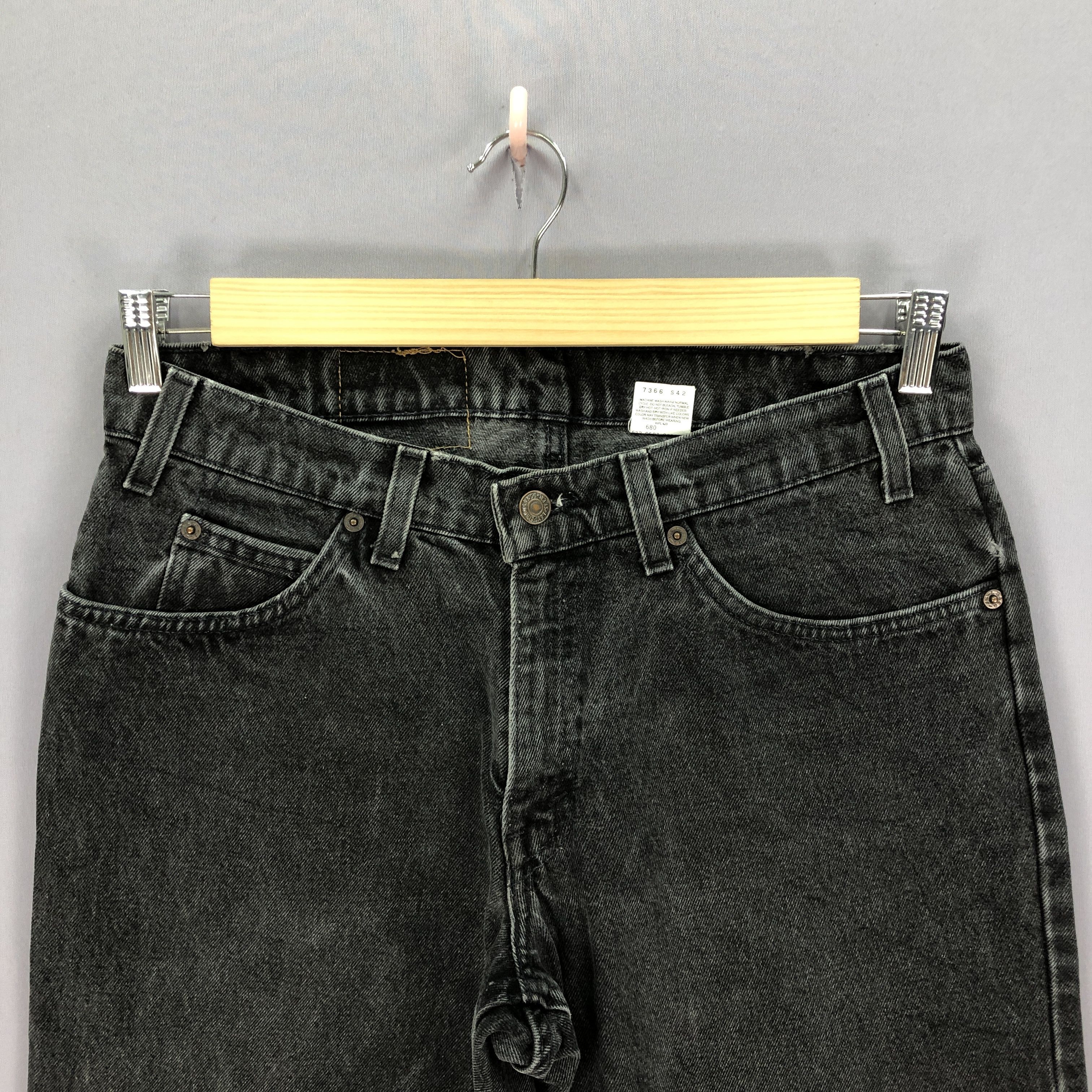 Jean Vintage Levis 550 Orange Tab Jeans Levi's Super Black Denim Size US 30 / EU 46 - 7 Thumbnail