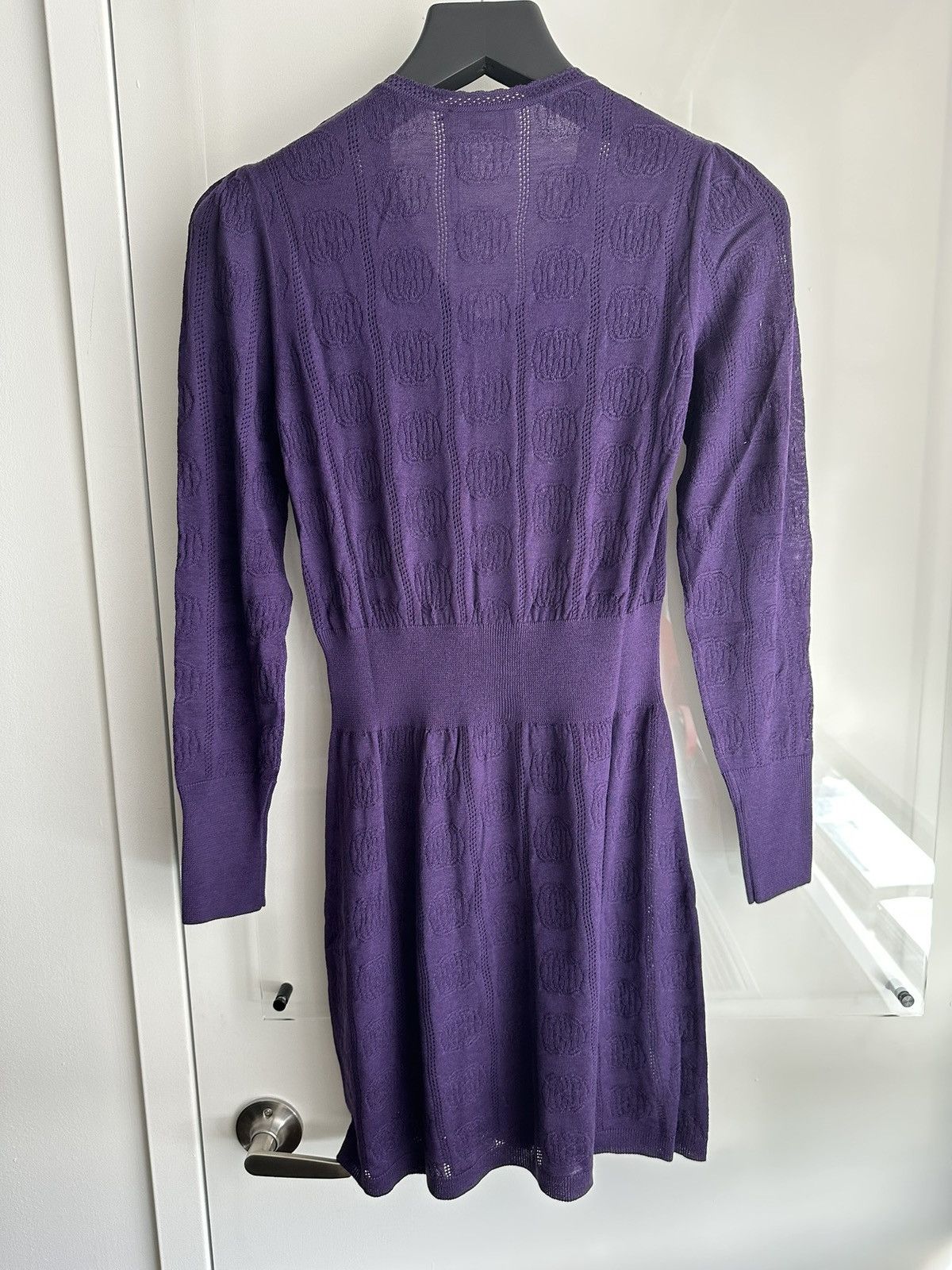 Bally Button Front Woven Logo Knit Long Sleeve Dress Size S / US 4 / IT 40 - 3 Thumbnail