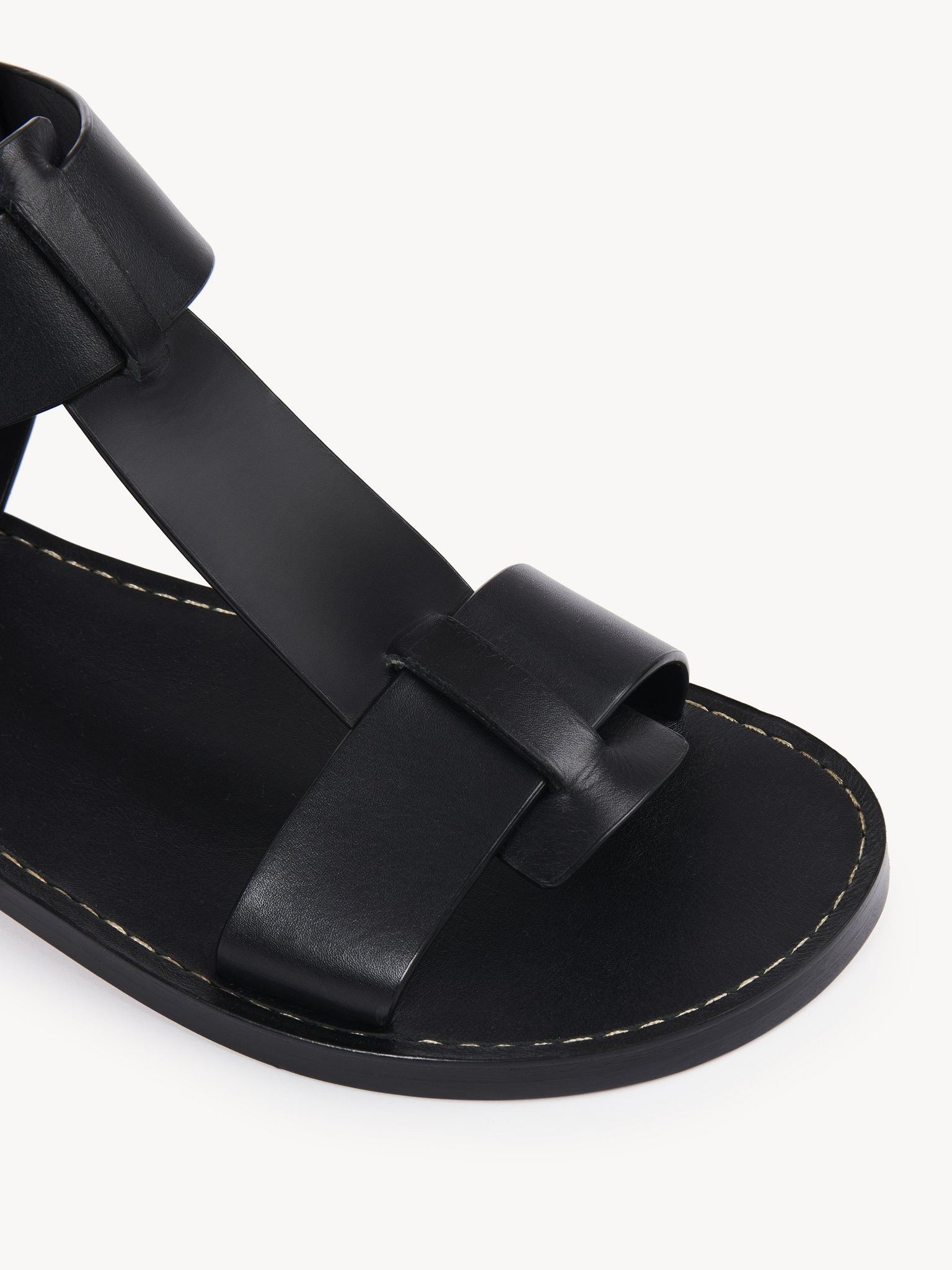 Chloe o1loc1c0325 CHC23 Rebecca Flats Sandals in Black Size US 8 / IT 38 - 3 Thumbnail