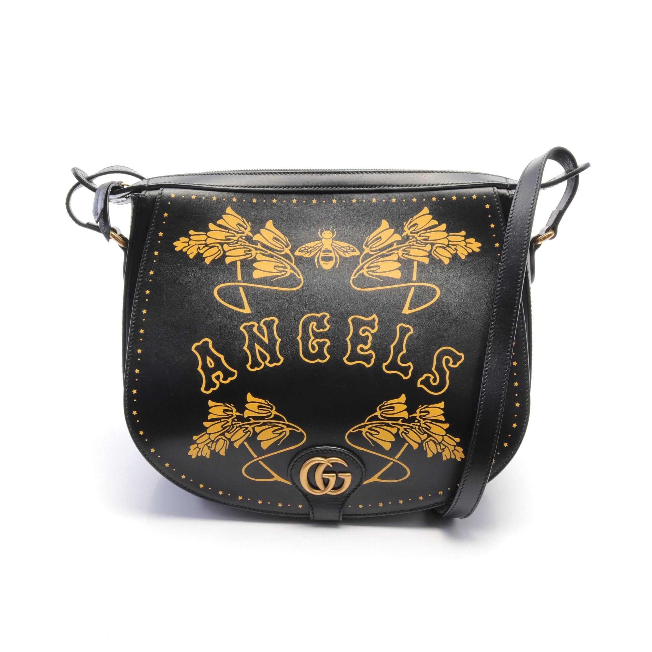 Gucci Gucci Gucci * Mlb La Angels Shoulder Bag Leather Black Size ONE SIZE - 1 Thumbnail