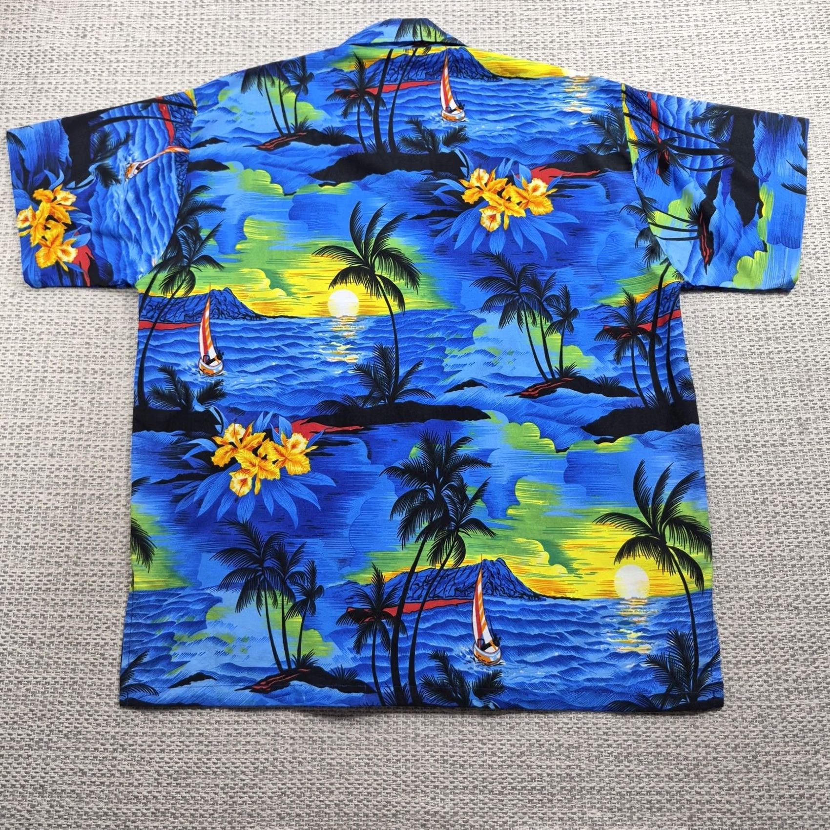 Erima Rima Button Up Shirt Mens Large Blue Scenic Hawaiian Aloha Short Sleeve Size US L / EU 52-54 / 3 - 6 Thumbnail