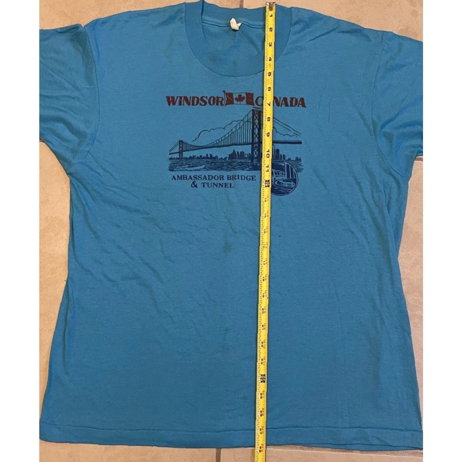 Vintage VINTAGE Windsor Canada Bridge Faded Shirt M Blue Beach Surf Art College Grunge 90s T-Shirt Mens Size US M / EU 48-50 / 2 - 8 Thumbnail