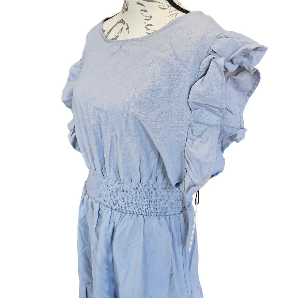 Nicole Miller Nicole Miller -769 NWT Lighy Blue Smocked Waist Linen Blend Size L / US 10 / IT 46 - 6 Thumbnail
