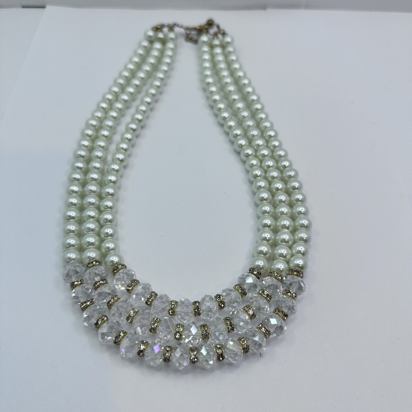 Other Faux Pearl and AB Crystal Hydro Facet Beads 3 Strands 18' Size ONE SIZE - 3 Thumbnail