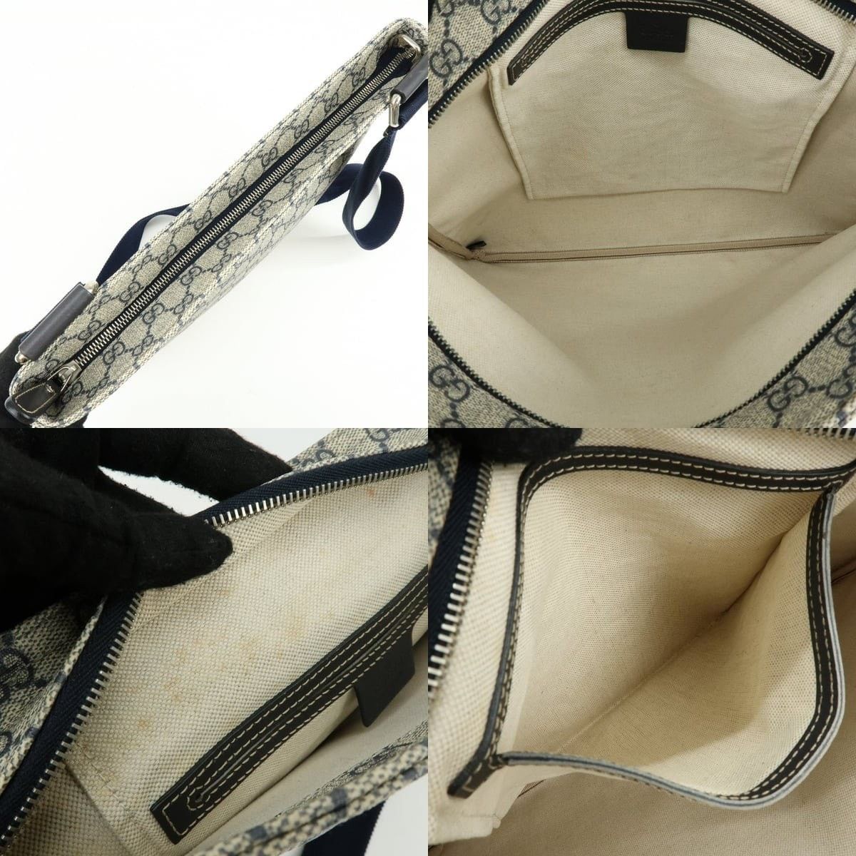 Gucci Gucci GG Supreme Messenger Bag Crossbody Gray Size ONE SIZE - 7 Thumbnail