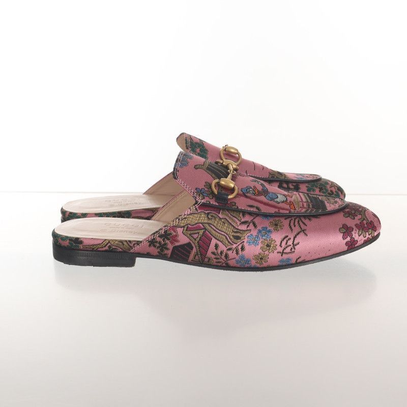 Gucci Gucci Pink Patterned Fabric Flat Mules - Size US 6.5 / EU 39-40 - 2 Thumbnail