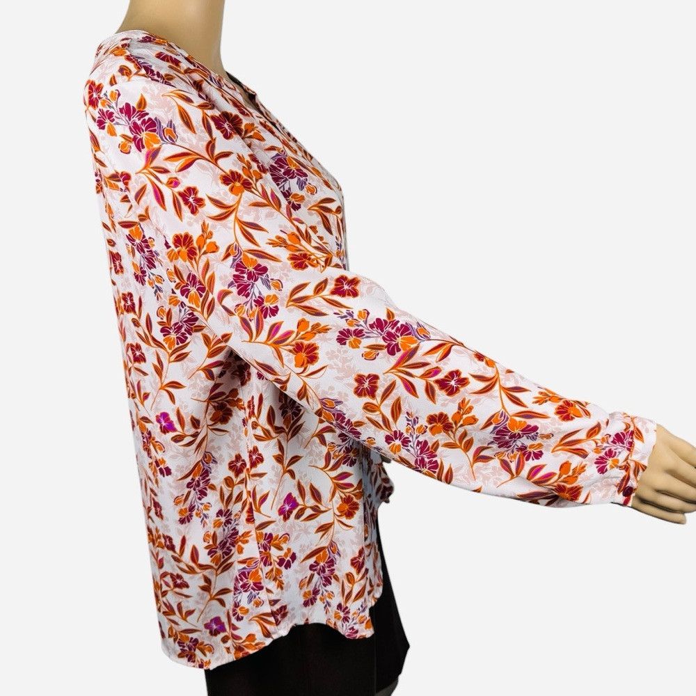 Adrianna Papell New Adrianna Papell Long Sleeve Floral V-Neck Blouse Size M Size M / US 6-8 / IT 42-44 - 3 Thumbnail