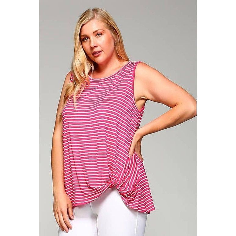 Other Women's Pink & White Striped Sleeveless Knotted Tunic Tank T Size XL / US 12-14 / IT 48-50 - 1 Preview