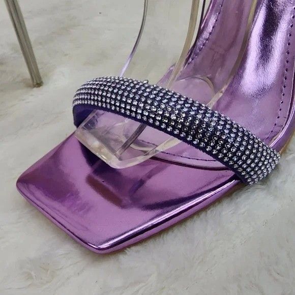 Other Lexton Purple Metallic Knotted Strap Rhinestone Stiletto Hig Size US 10 / IT 40 - 4 Thumbnail
