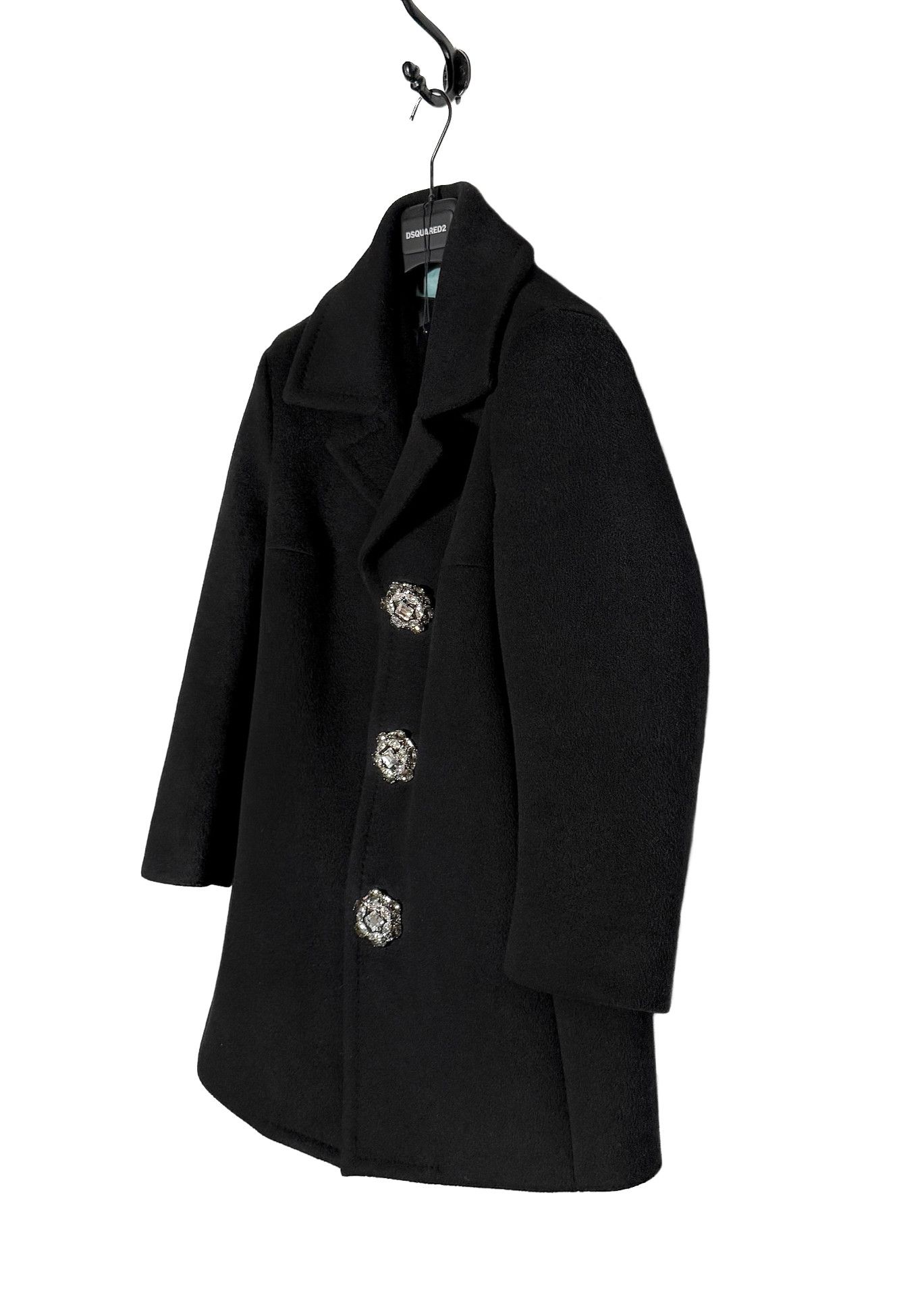 Dsquared2 Dsquared2 Georgina Black Bonded Wool Crystal Buttons Coat Size M / US 6-8 / IT 42-44 - 2 Thumbnail