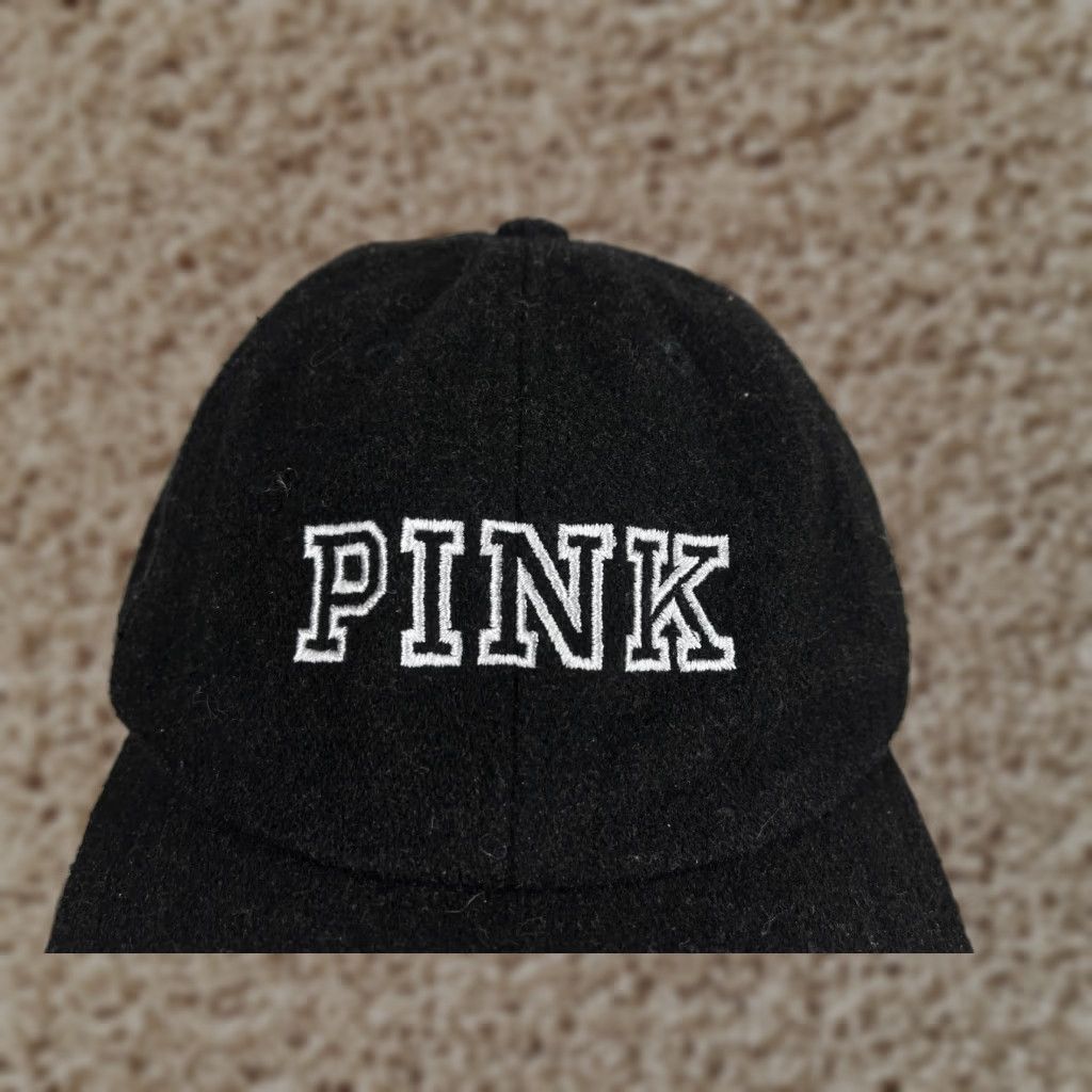 Victoria's Secret Victoria's Secret Hat Cap Strap Back Adult One Size Black PINK Wool Blend Size ONE SIZE - 1 Thumbnail