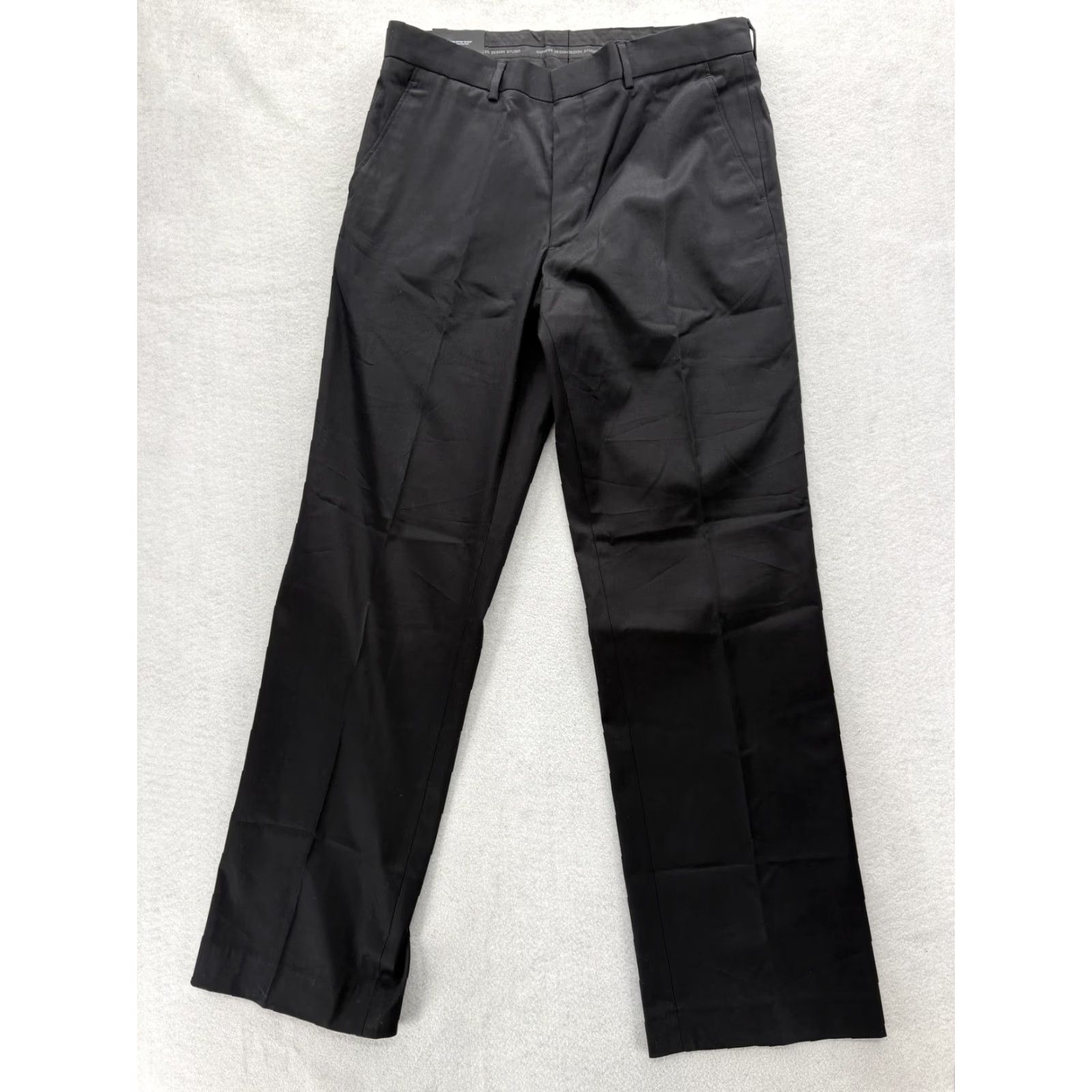 Express Express Design Studio Director Dress Pants Mens 32x32 Black Stretch Herringbone Size US 32 / EU 48 - 2 Thumbnail