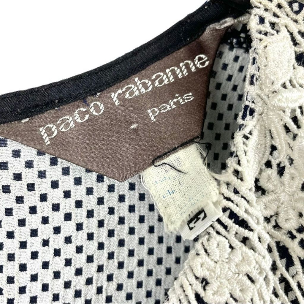 Paco Rabanne Vtg Paco Rabanne Cottagecore Lace Collar SS Blouse M Size M / US 6-8 / IT 42-44 - 7 Thumbnail