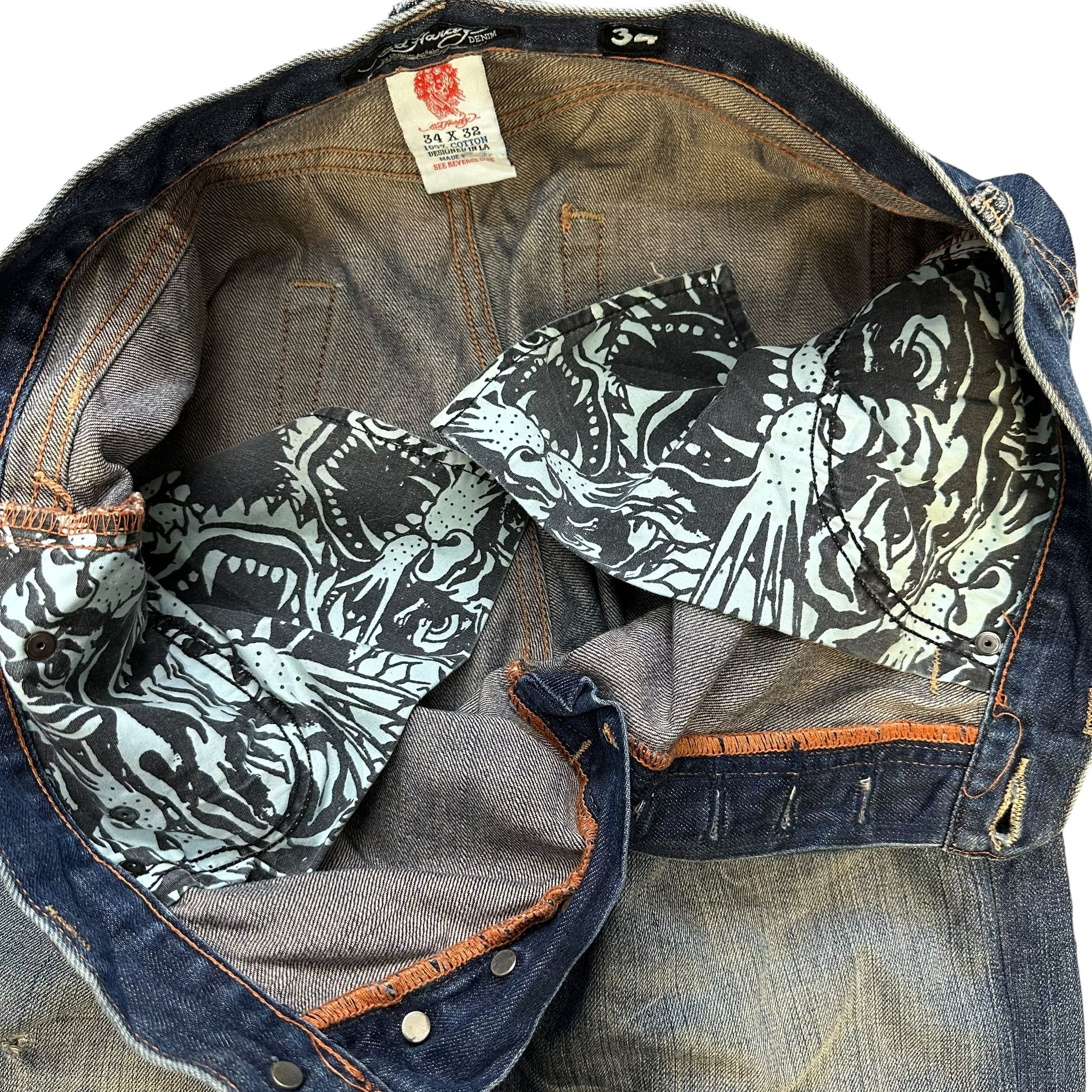 Christian Audigier ED HARDY DENIM Embroidered Big Logo Denim Pant #A44-1023 Size US 34 / EU 50 - 13 Thumbnail
