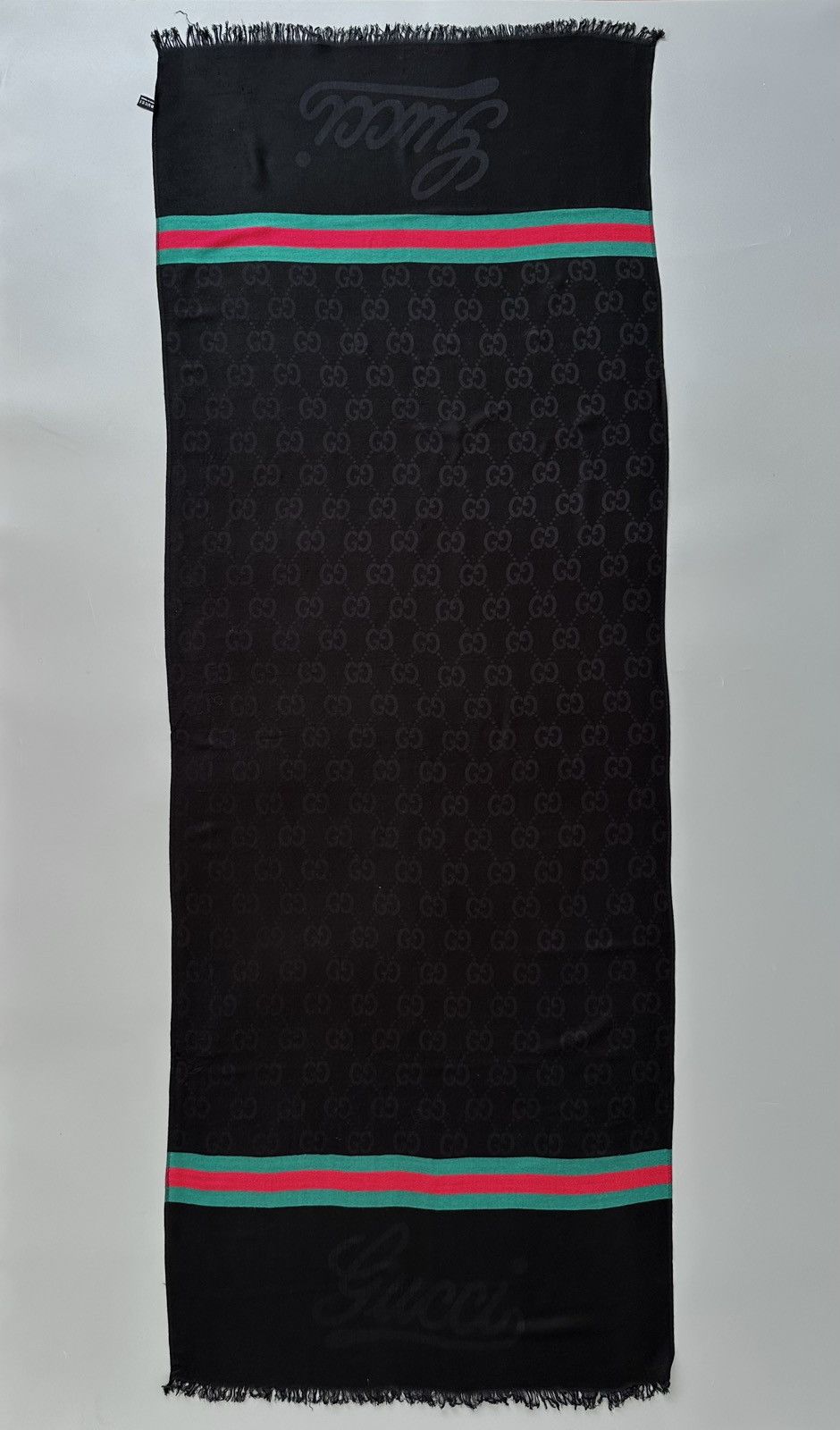 Gucci Gucci Cashmere Silk GG Jacquard Monogram Fringed Scarf Size ONE SIZE - 8 Thumbnail