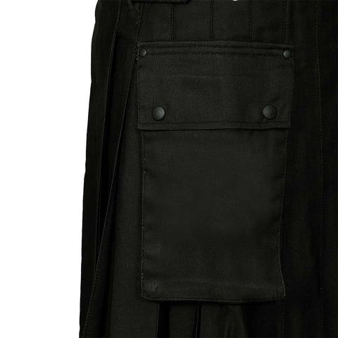 Handmade × Other Cotton Utility Kilt Black with Adjustable Leather Straps Size US 34 / EU 50 - 6 Thumbnail