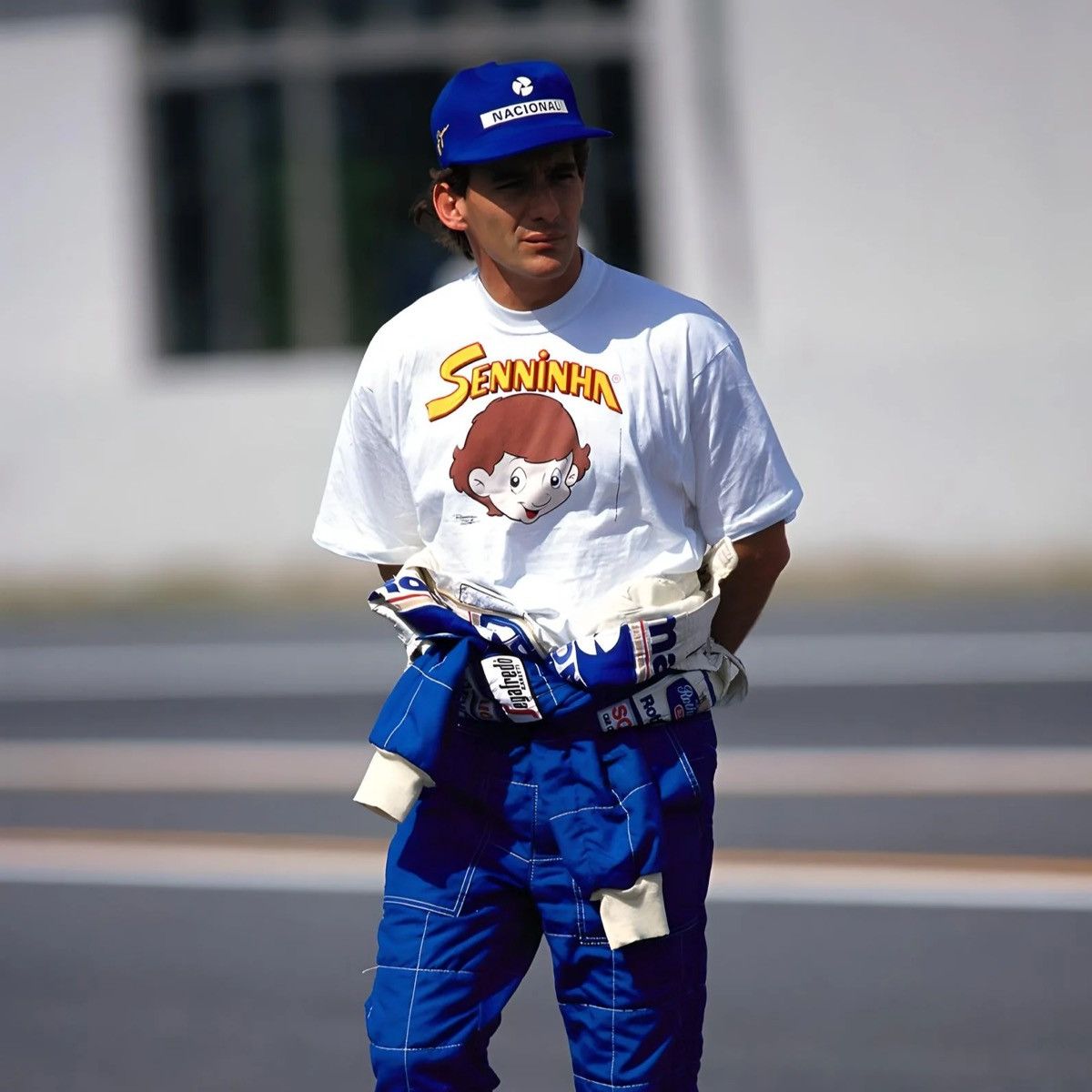 Formula 1 Vintage 90s Ayrton Senna ‘Senninha’ Comic As Worn T Shirt Size US L / EU 52-54 / 3 - 2 Thumbnail