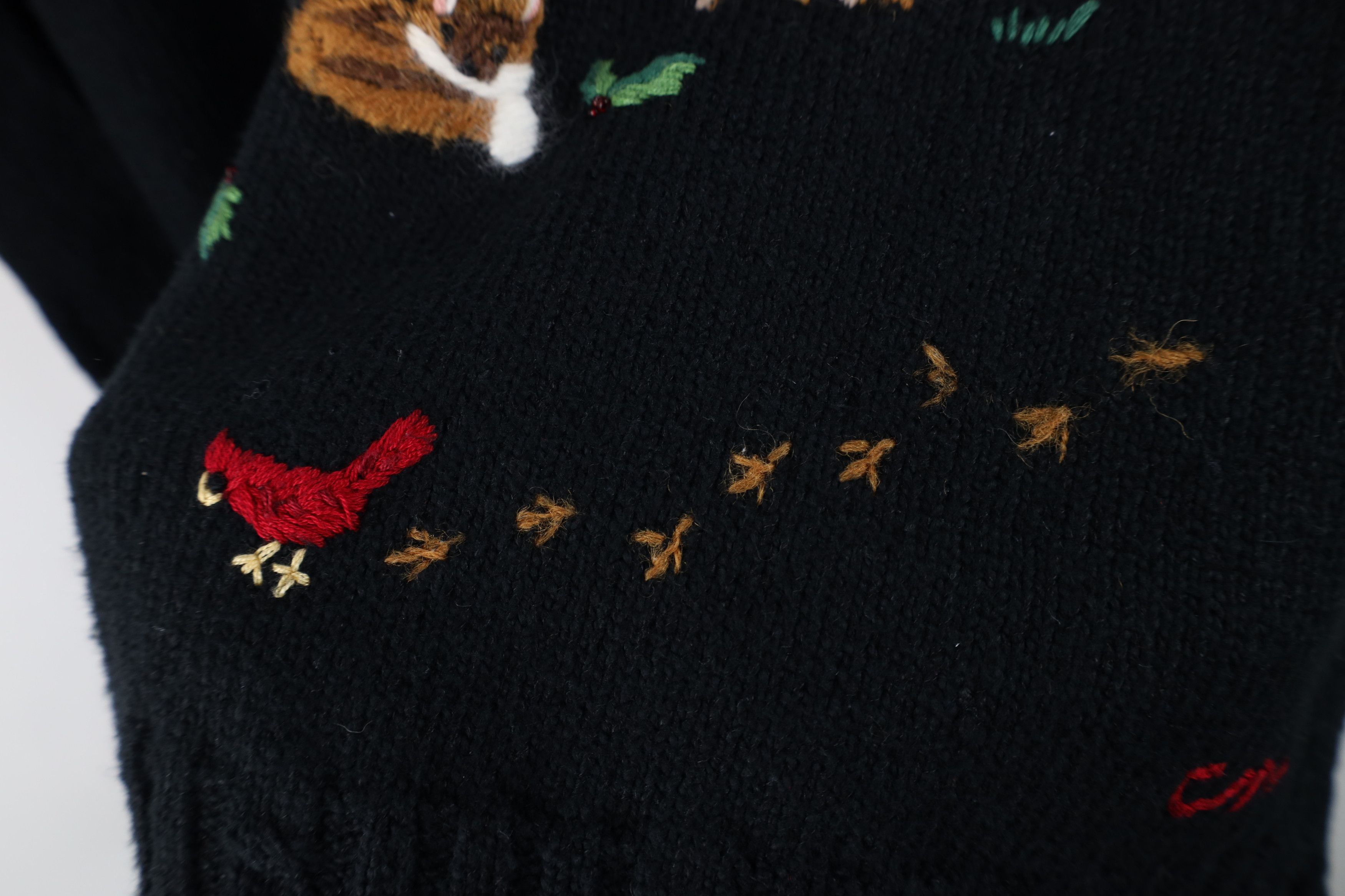 Vintage Vintage 90s Streetwear Blend Embroidered Nature Knit Sweater Size L / US 10 / IT 46 - 9 Thumbnail