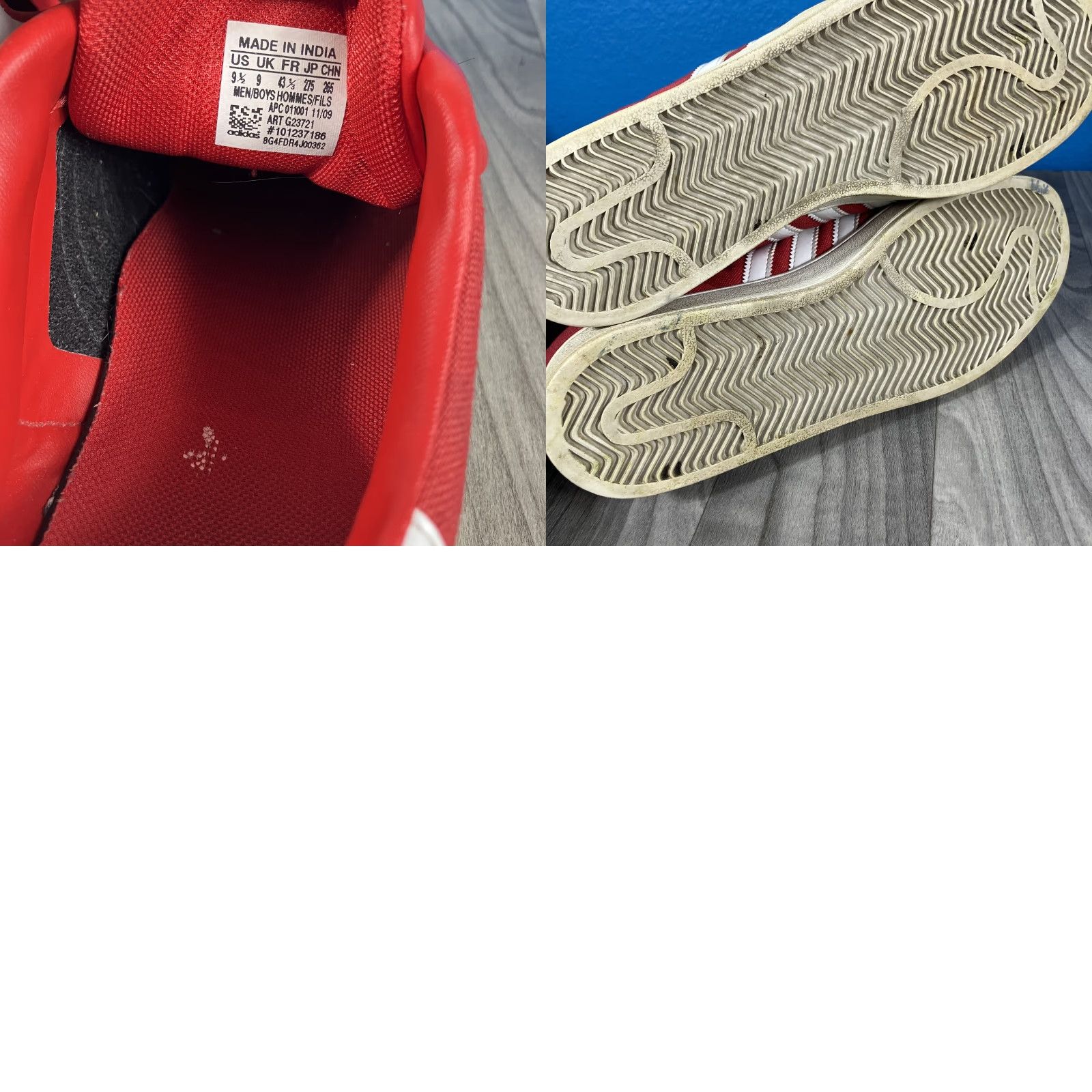 Adidas VINTAGE Adidas Superstar Sneaker Men US 9.5 UK 9 Shell Toe 3-Stripes Red White Cream Casual Walking Size US 10 / EU 43 - 8 Thumbnail