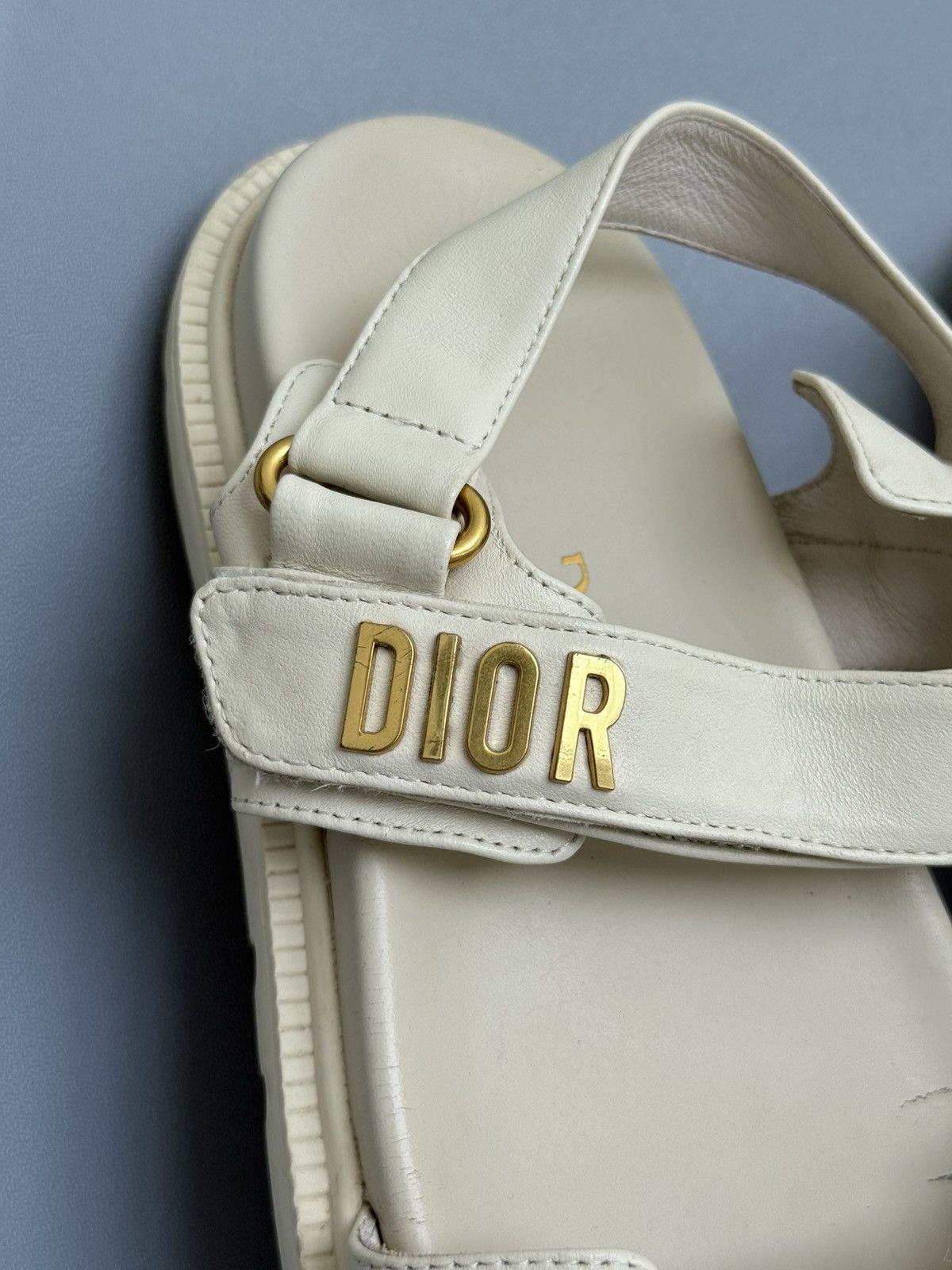 Dior Dior Dioract Sandal Ivory Lambskin Gold Logo Size US 9 / IT 39 - 9 Thumbnail