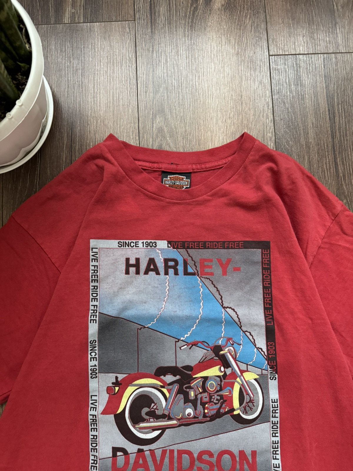 Harley Davidson Vintage Harley Davidson 1991 men’s big logo red t shirt Size US L / EU 52-54 / 3 - 3 Thumbnail