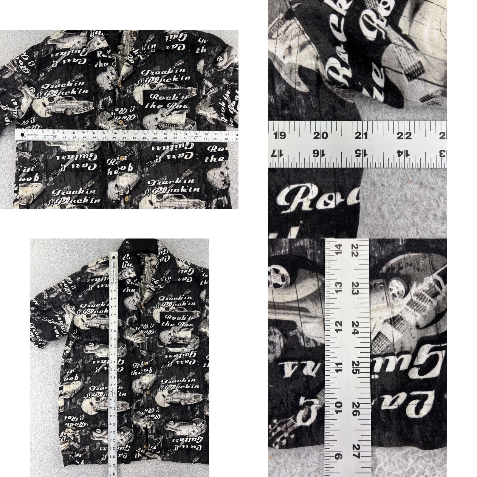 George George Shirt Adult Medium Black White Truckin & Pluckin Country Music Rayon Size US M / EU 48-50 / 2 - 8 Thumbnail