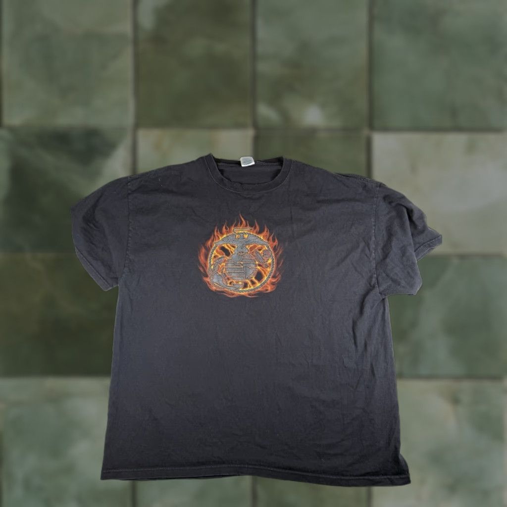 Delta VINTAGE Marines T Shirt 2XL Black Flames Men-Delta Regular Size Black Marine T-Shirt 2XL Mens Size US XXL / EU 58 / 5 - 1 Thumbnail