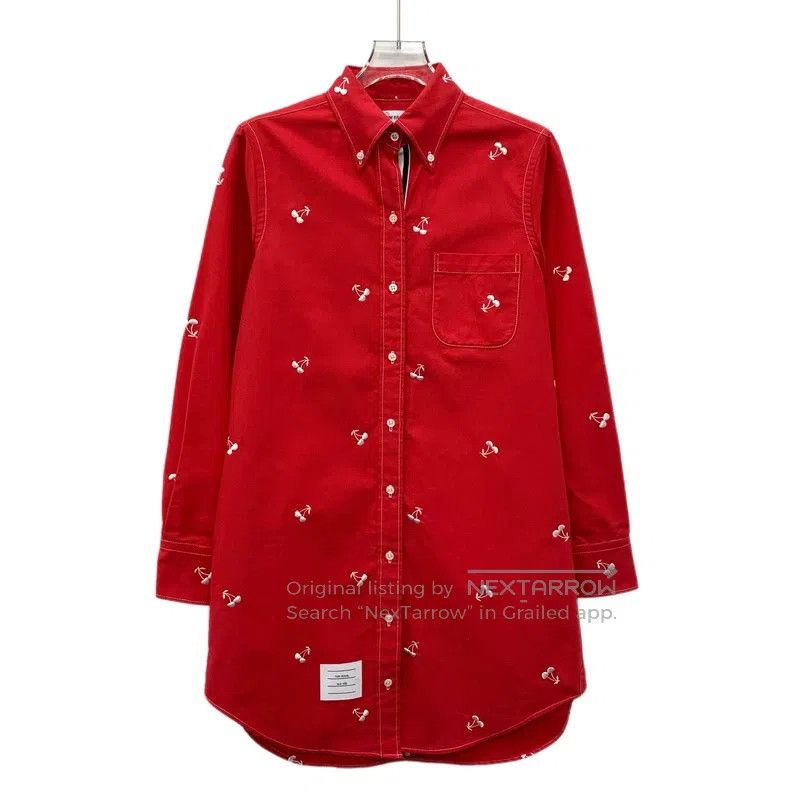 Thom Browne Thom Browne Red cherry embroidered cotton collar with sing Size XS / US 0-2 / IT 36-38 - 1 Thumbnail