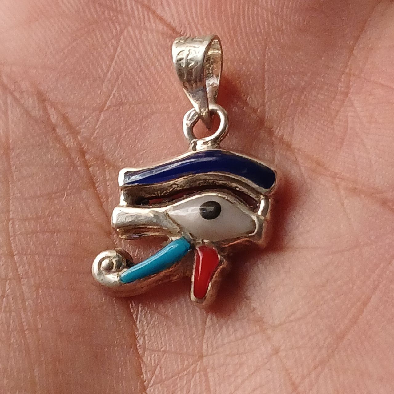 Sterling Silver 925 Silver Pendant Inlaid Lapis, Turquoise & Egyptian Touch Size ONE SIZE - 1 Thumbnail