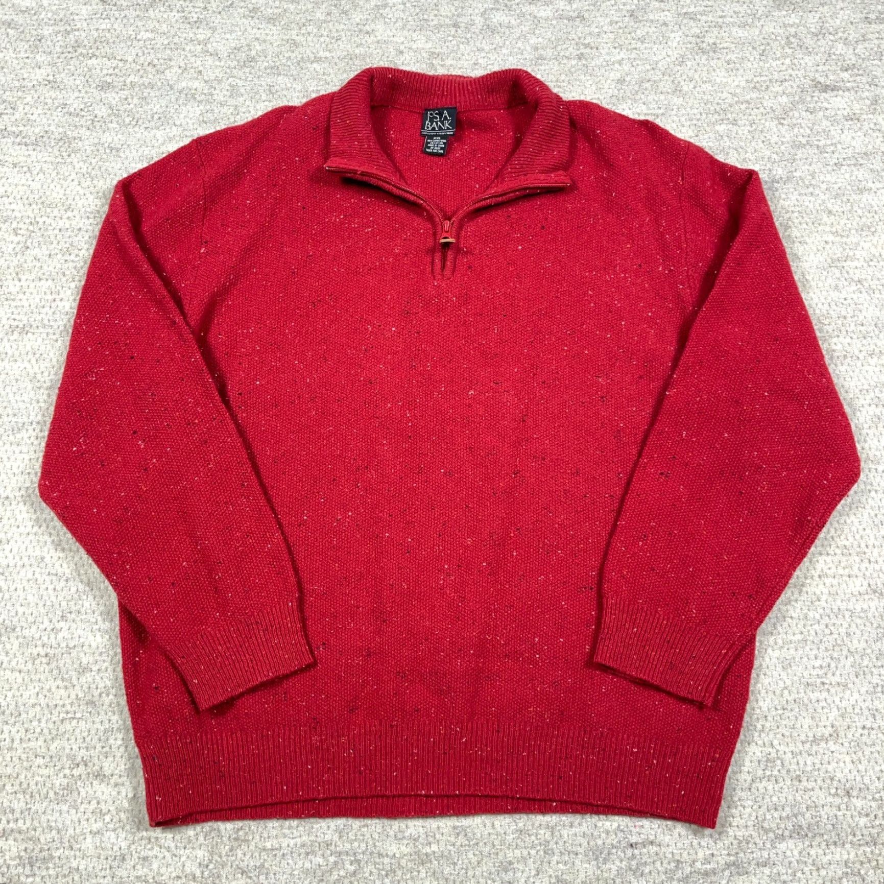 Jos. A. Bank Jos A Bank Sweater Men 2XL Red Wool Pullover 1/4 Zip Mock Neck Knit Solid Classic Men Size US XXL / EU 58 / 5 - 4 Thumbnail