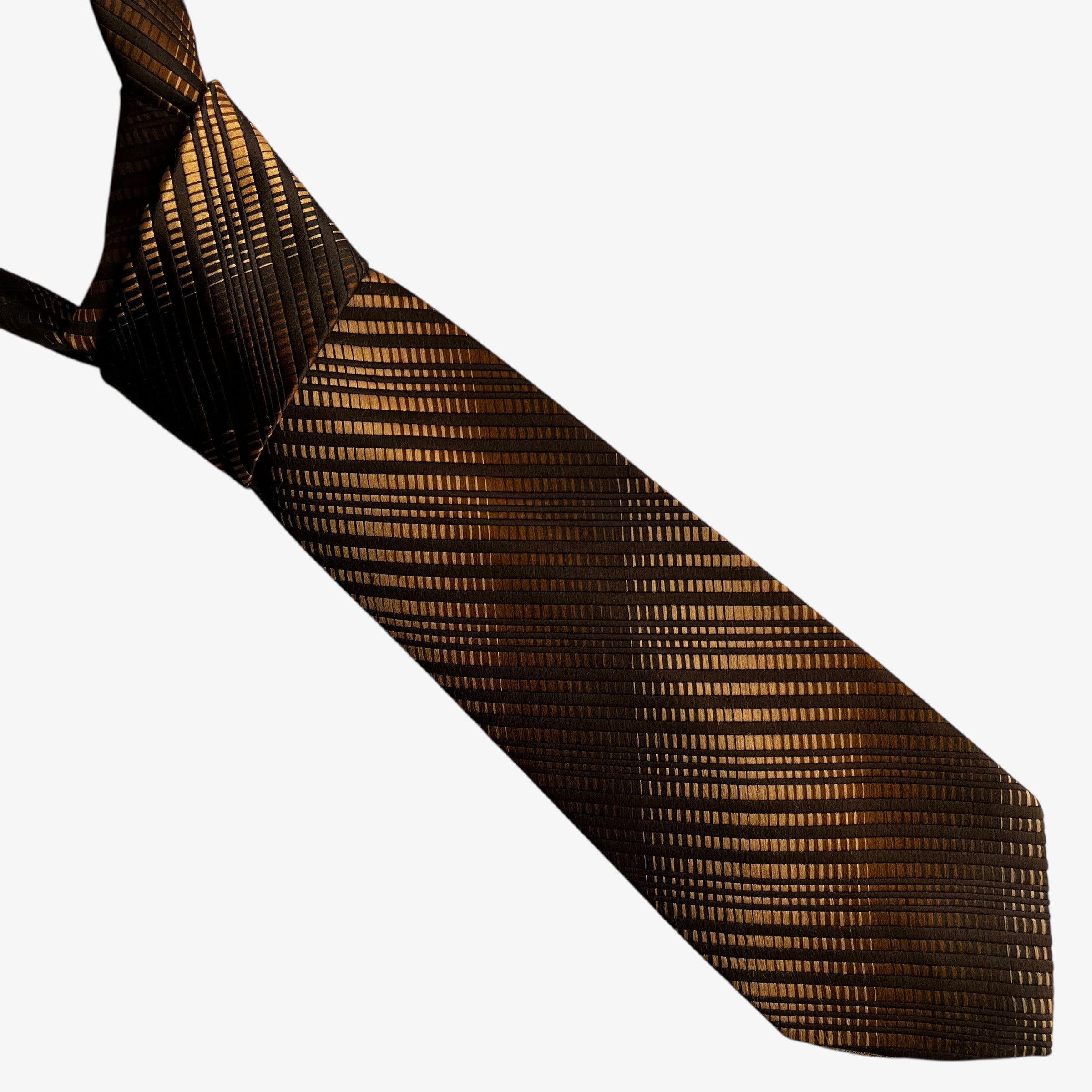 Cartier Vintage 60s Cartier Gold And Brown Striped Silk Tie Size ONE SIZE - 1 Thumbnail