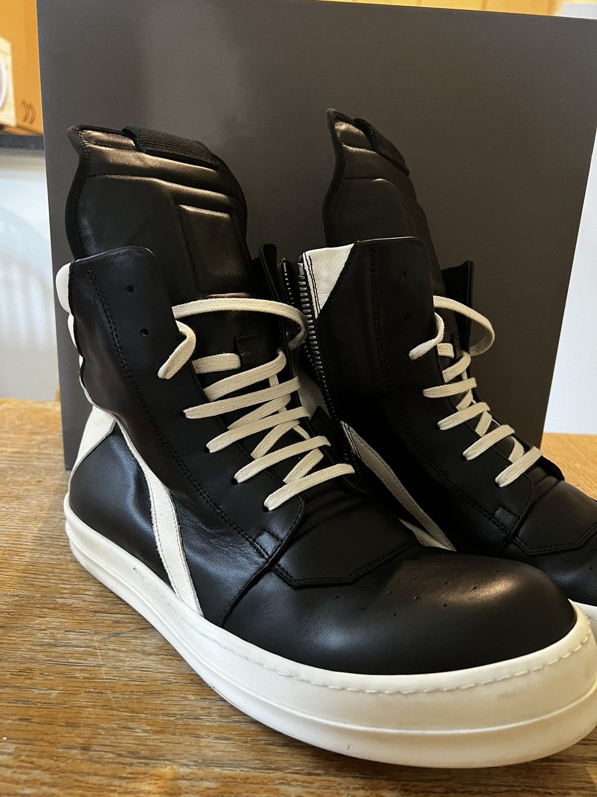 Rick Owens Rick Owens Geobaskets Black/Milk | Grailed