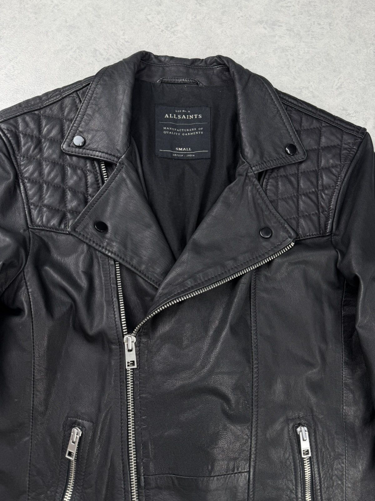 Allsaints AllSaints Kushiro Leather Biker Jacket Mens S Black Size US S / EU 44-46 / 1 - 5 Thumbnail