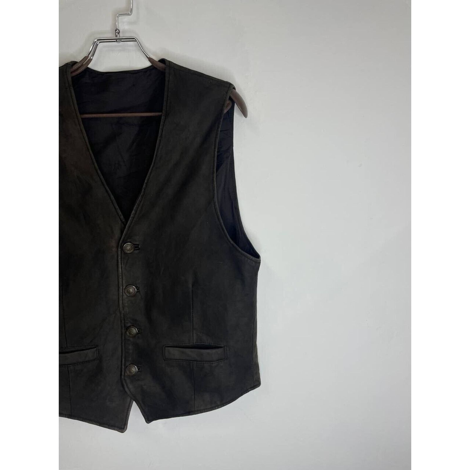 Vintage Vintage Black Leather Vest with Large Pockets Size M Size M / US 6-8 / IT 42-44 - 3 Thumbnail