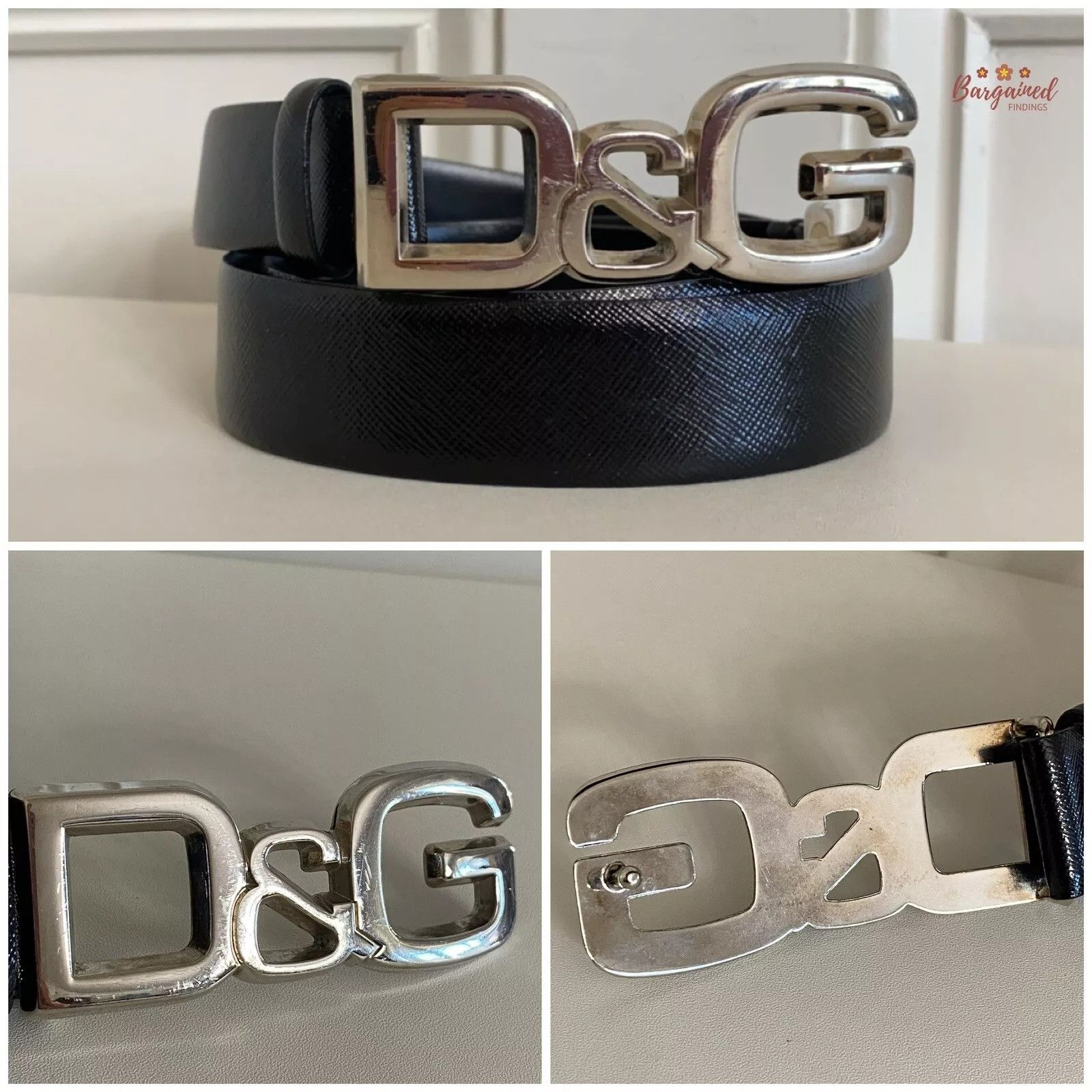 Dolce & Gabbana Dolce & Gabbana Black Patent Leather Silver D&G Buckle Belt Size 32 - 9 Thumbnail