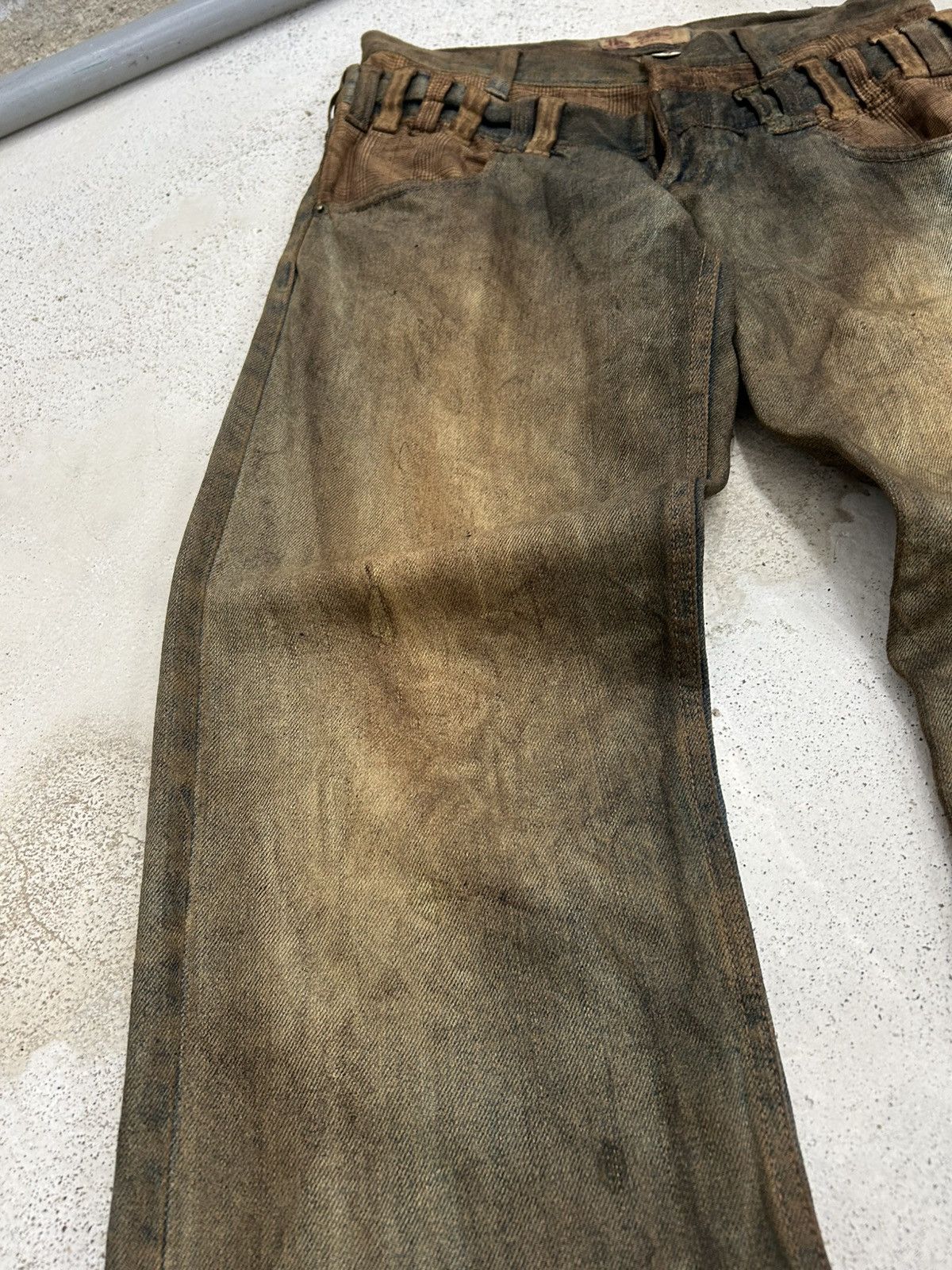 GOSTAR DE FUGA Vintage Normanbros Japan Double Waist Mud Washed Dirty Size US 31 - 7 Thumbnail