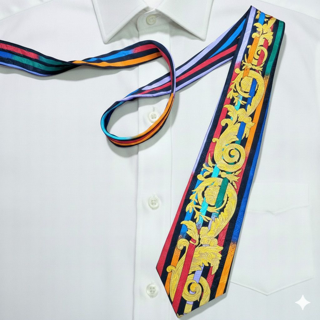 Other Rush Limbaugh 56x4" Necktie Rainbow Gold Filagree 100% Silk Size ONE SIZE - 9 Thumbnail