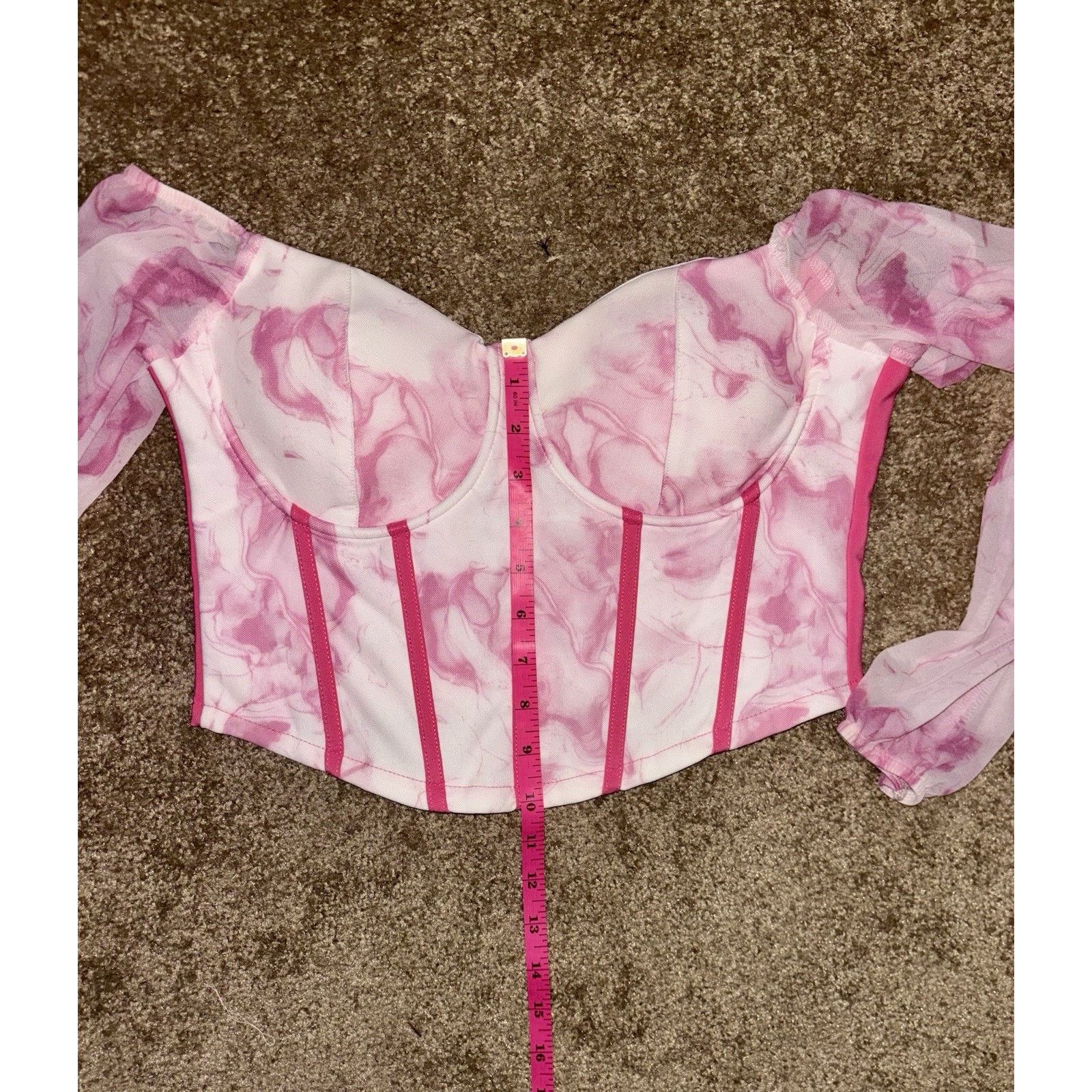 Abercrombie & Fitch Women’s Pink Corset Top Sheer Puff Sleeves Small Y2K Fairy Size S / US 4 / IT 40 - 4 Thumbnail