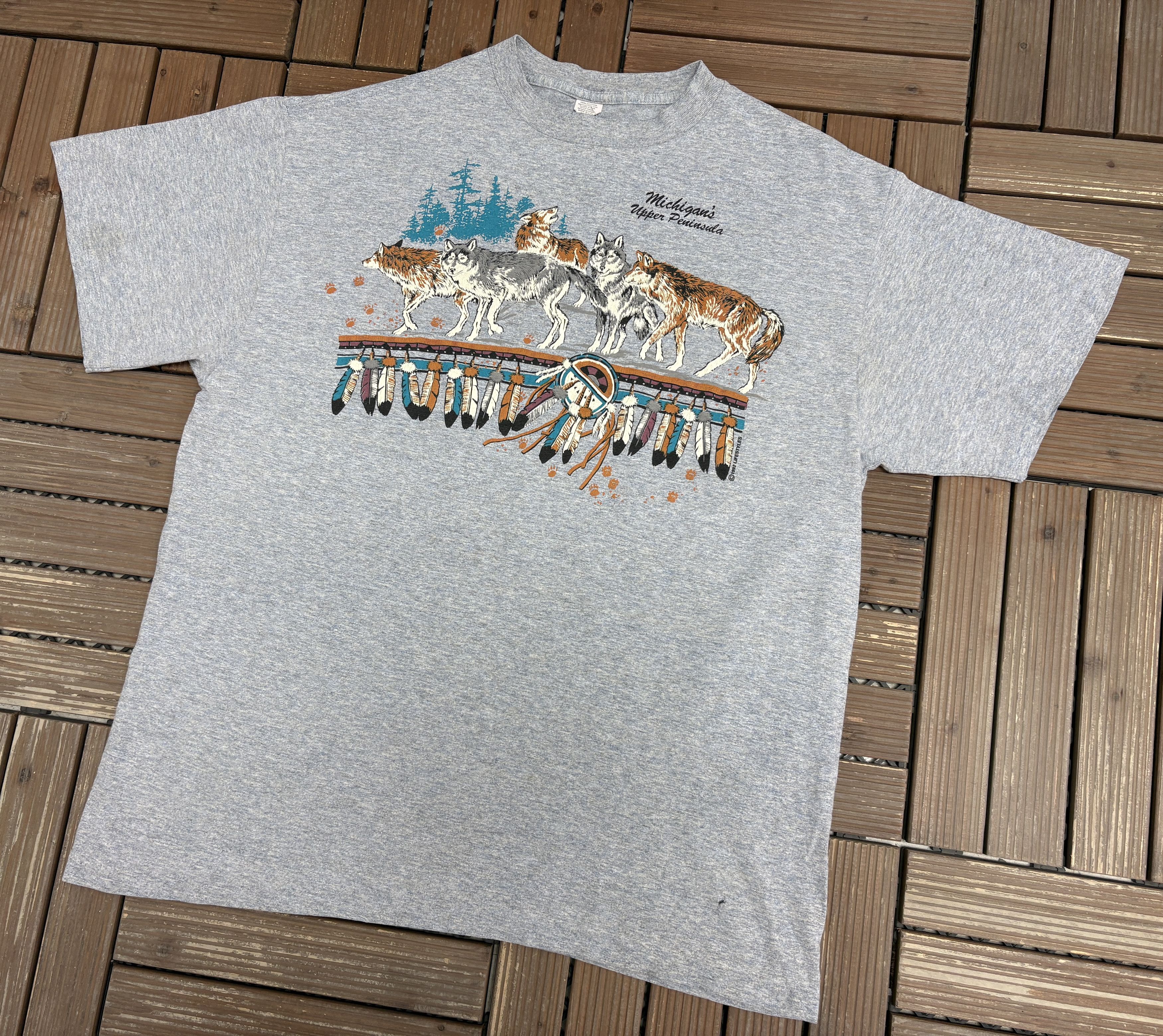 Vintage Michigan's Upper Peninsula Vintage Blue T-Shirt Tee Size US XL / EU 56 / 4 - 2 Thumbnail