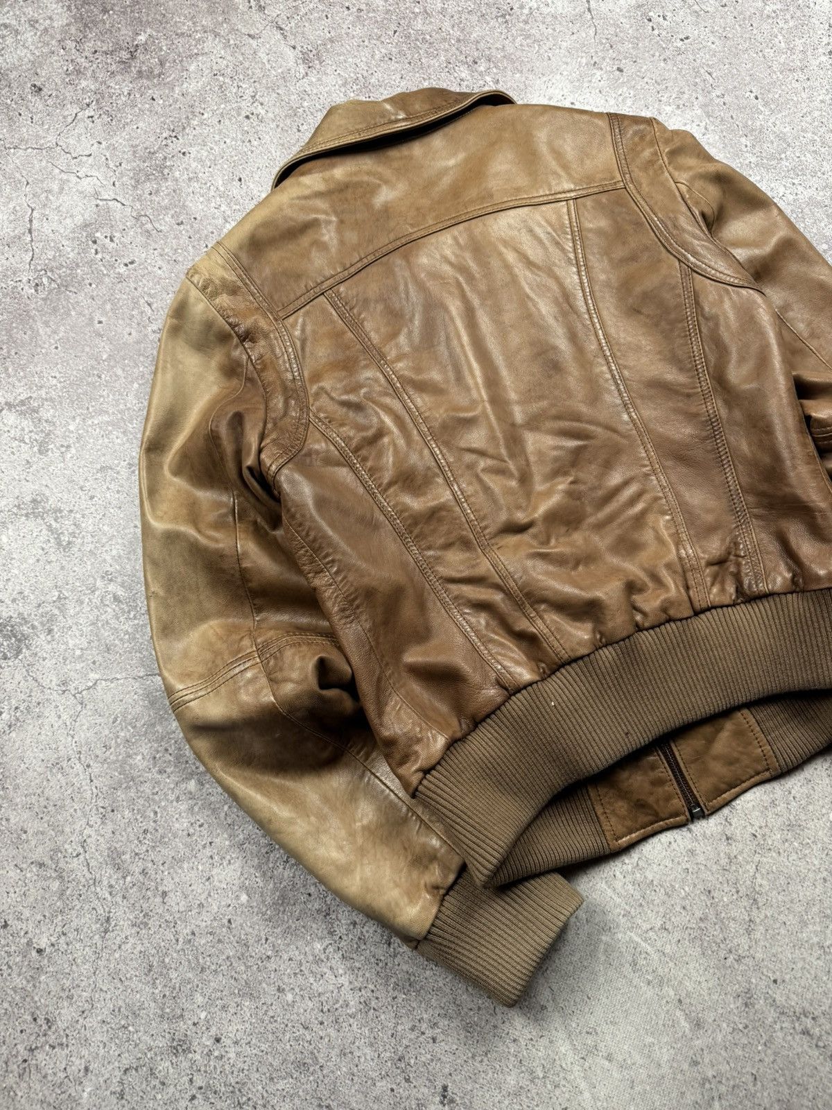 Genuine Leather Vintage 90s Faded Distressed Brown Leather Bomber Jacket Size US S / EU 44-46 / 1 - 9 Thumbnail