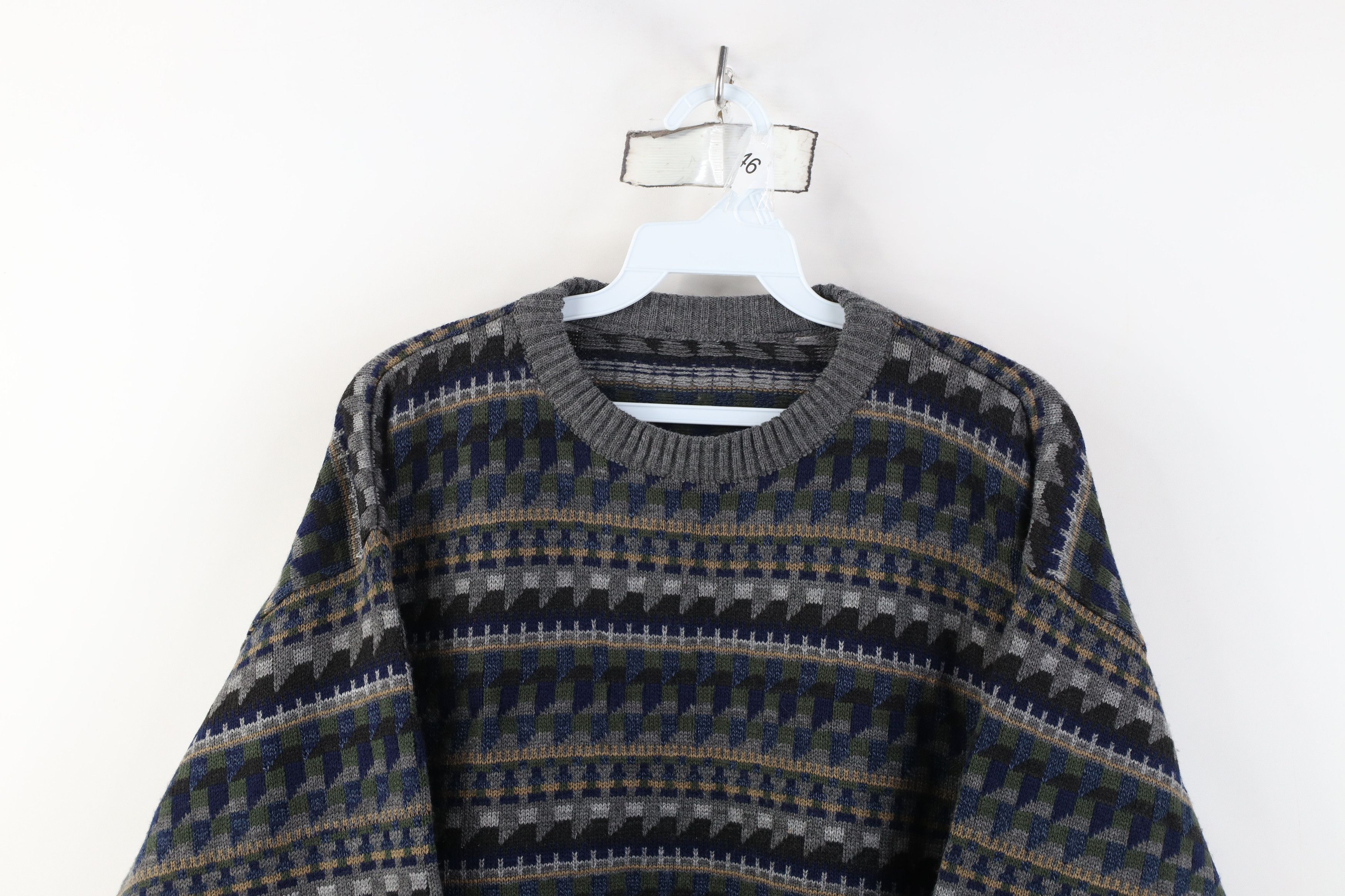 Vintage Vintage 90s Streetwear Tone Fair Isle Knit Crewneck Sweater Size US M / EU 48-50 / 2 - 2 Thumbnail