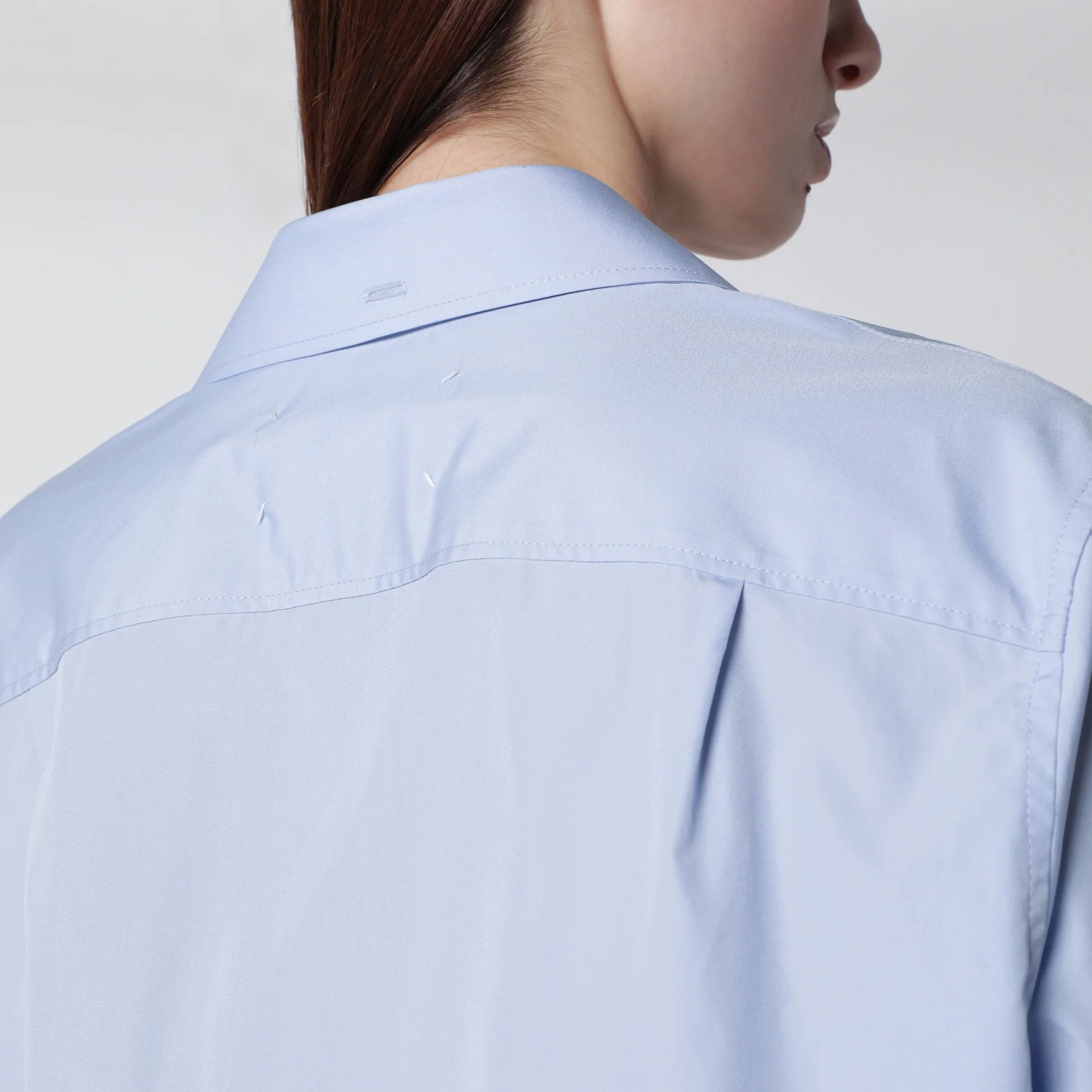 Maison Margiela o1d2blof0426 Folded Collar Blouse in Light Blue Size M / US 6-8 / IT 42-44 - 4 Thumbnail