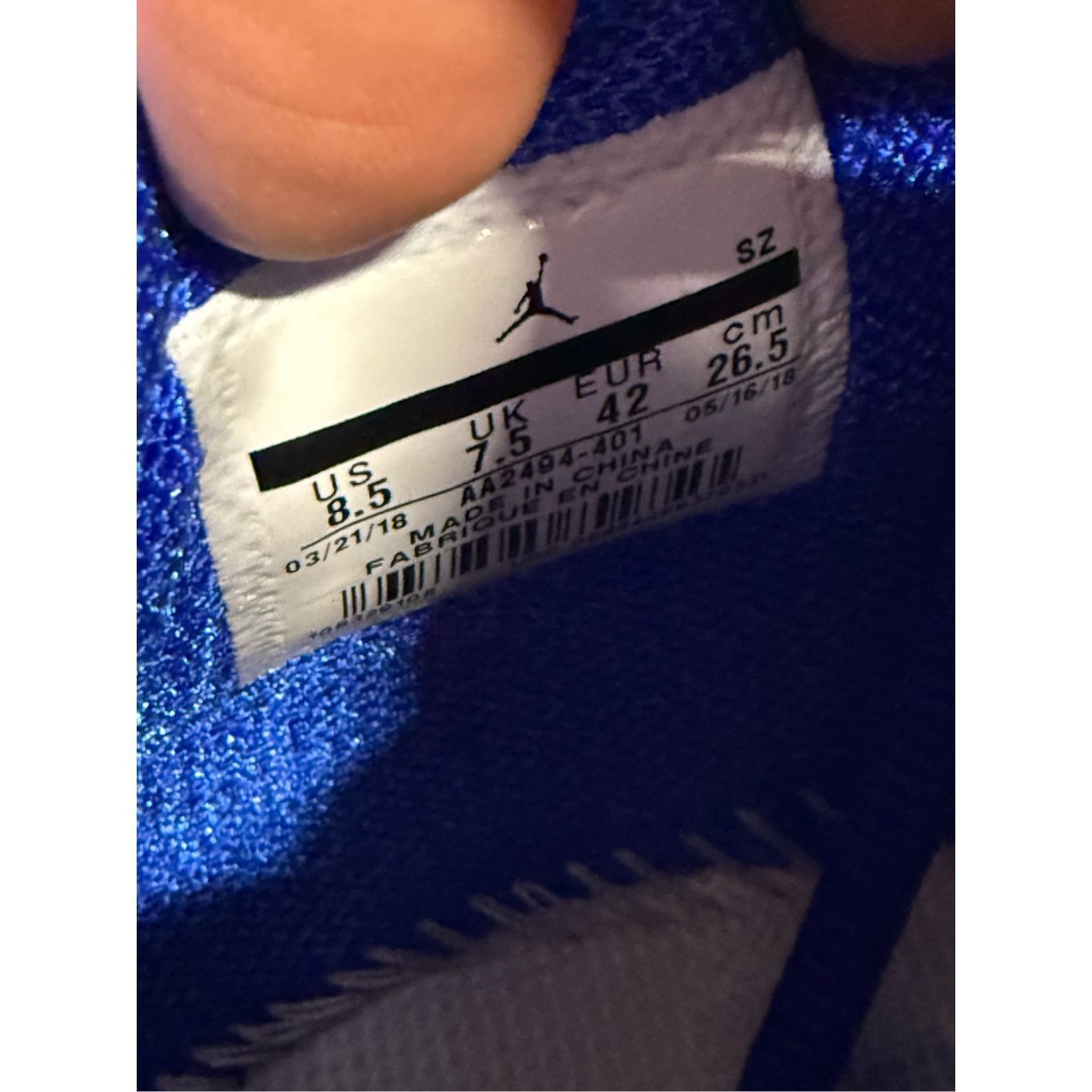 Jordan Brand Air Jordan Retro 18 "Racer Blue" Size 8.5 AA2494-401 *Rare* Size US 8.5 / EU 41-42 - 8 Thumbnail