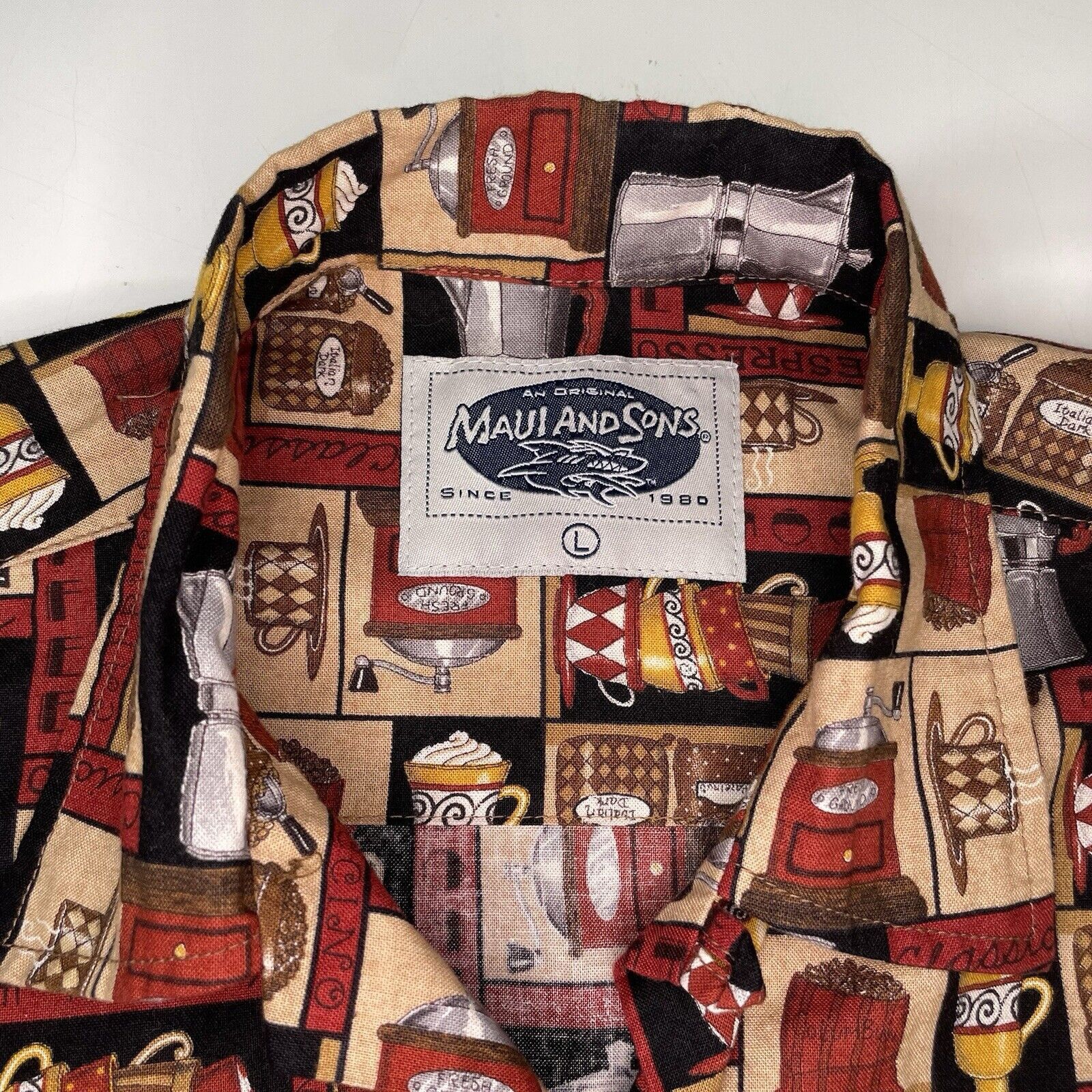 Maui and Sons VTG Maui & Sons Men’s Shirt Coffee Shop Espresso Hawaiian L Size US L / EU 52-54 / 3 - 3 Thumbnail