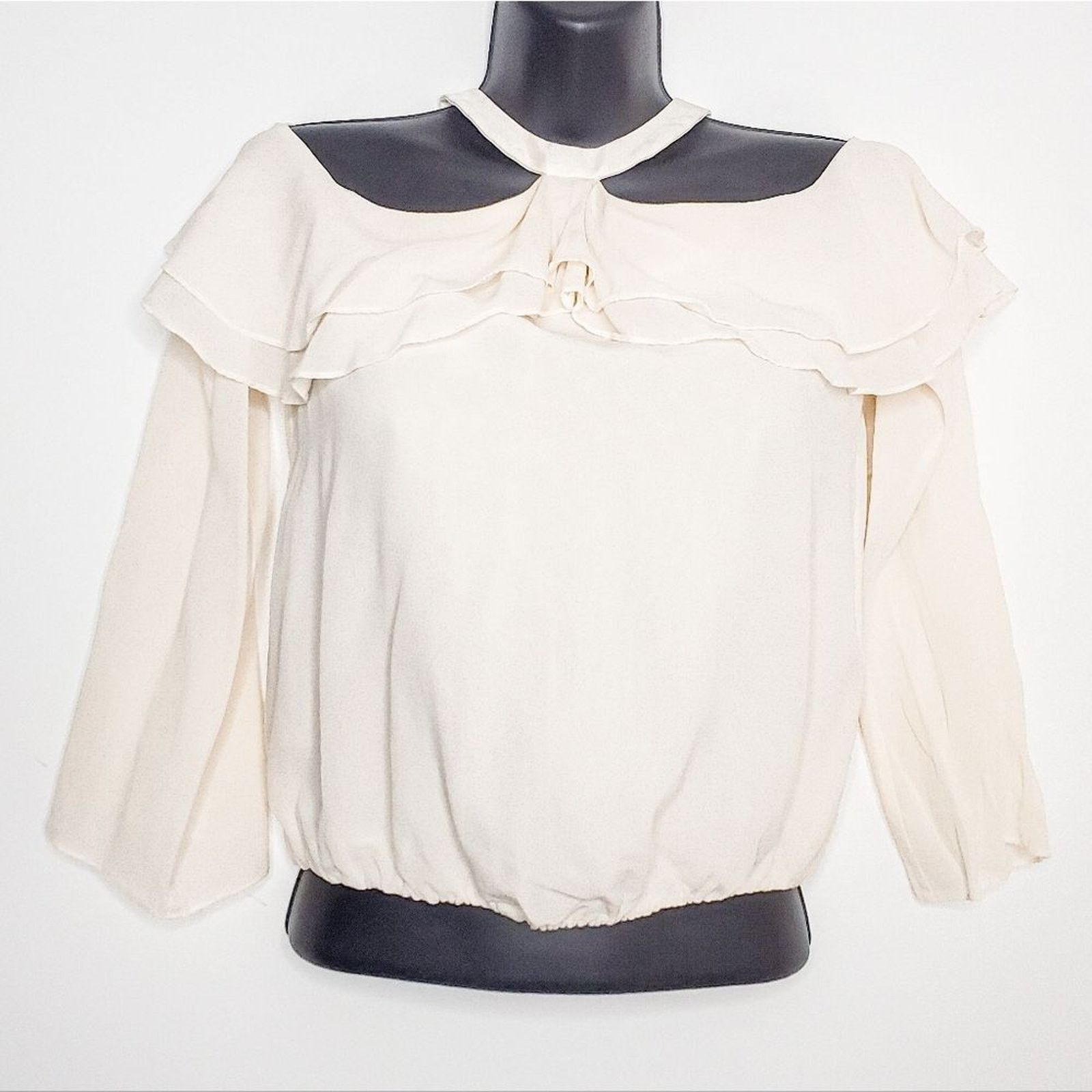 Alice + Olivia Alice + Olivia White Silk Layla Blouson Off Shoulder Top XS Size XS / US 0-2 / IT 36-38 - 2 Thumbnail